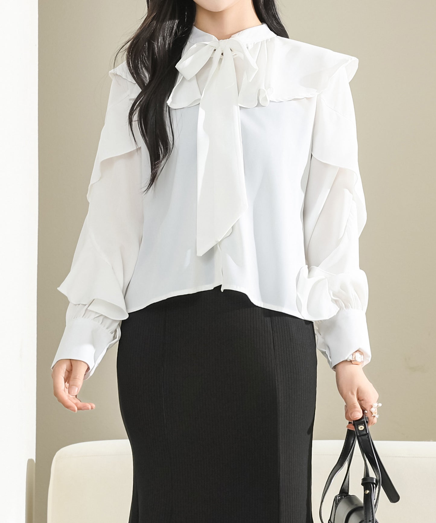 【2点セット】フリル ブラウス キャミソール ロング ワンピース セットアップ