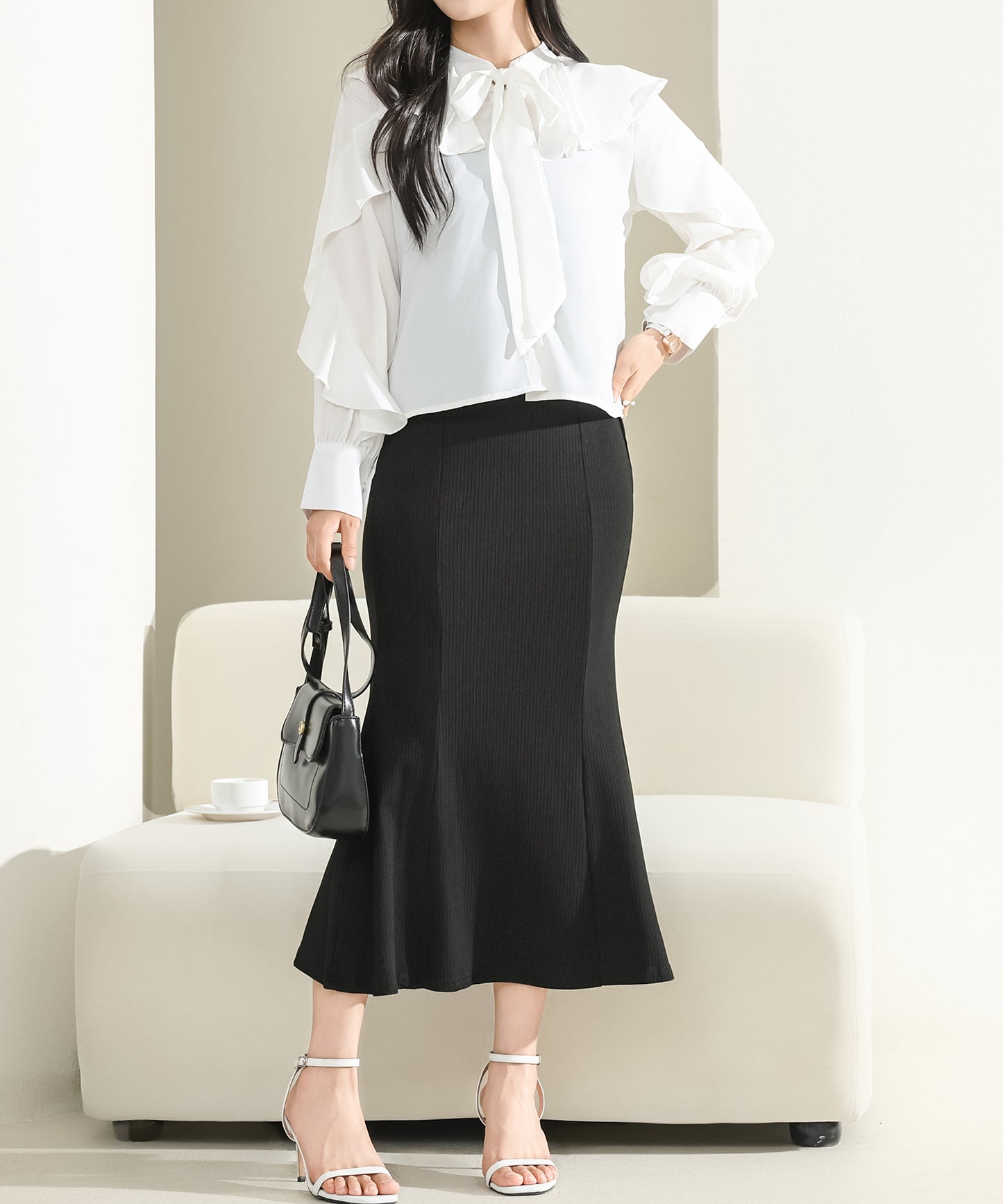 【2点セット】フリル ブラウス キャミソール ロング ワンピース セットアップ