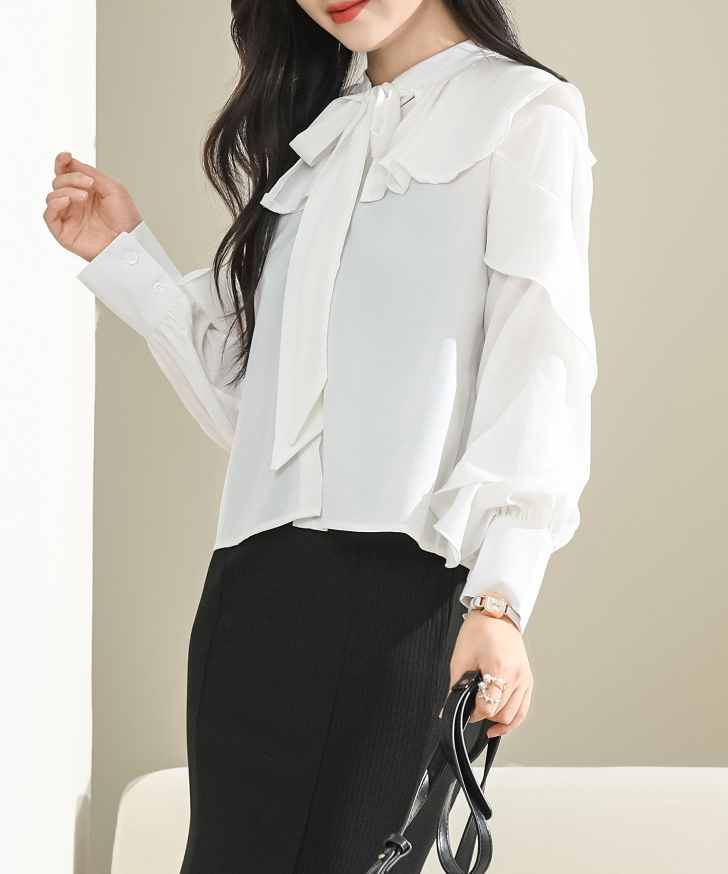 【2点セット】フリル ブラウス キャミソール ロング ワンピース セットアップ