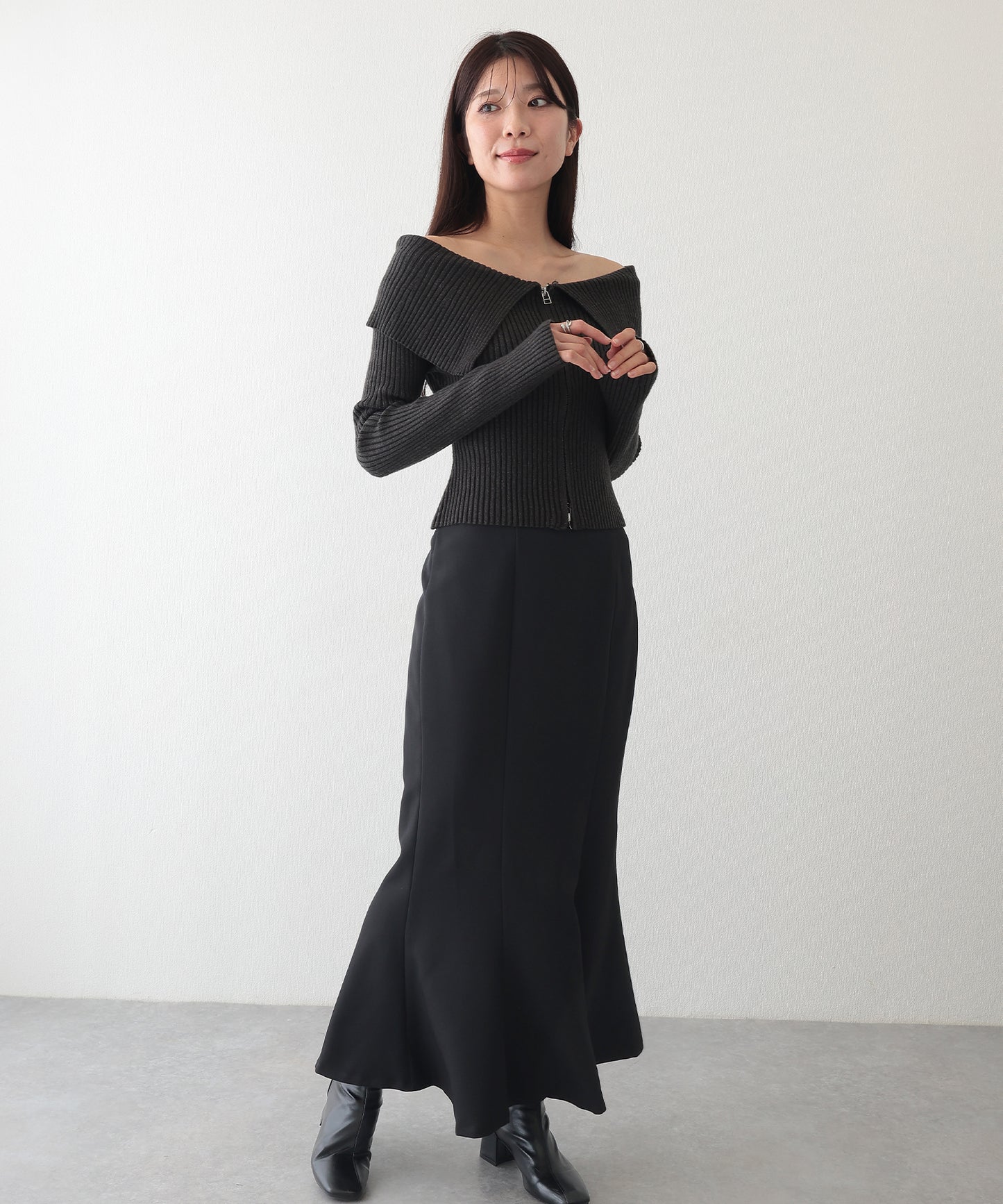 ハイウエスト バックスリット マーメイド ロング スカート