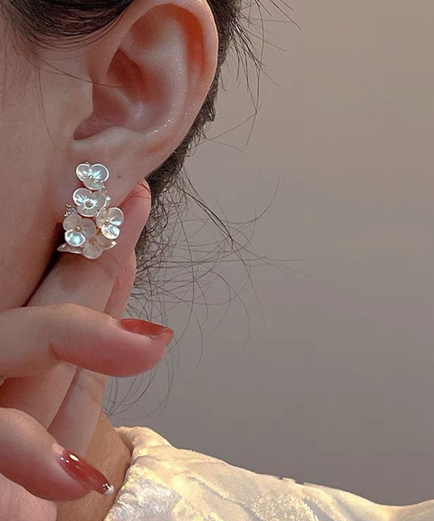 パール ブーケ チェーン ゴールド ピアス