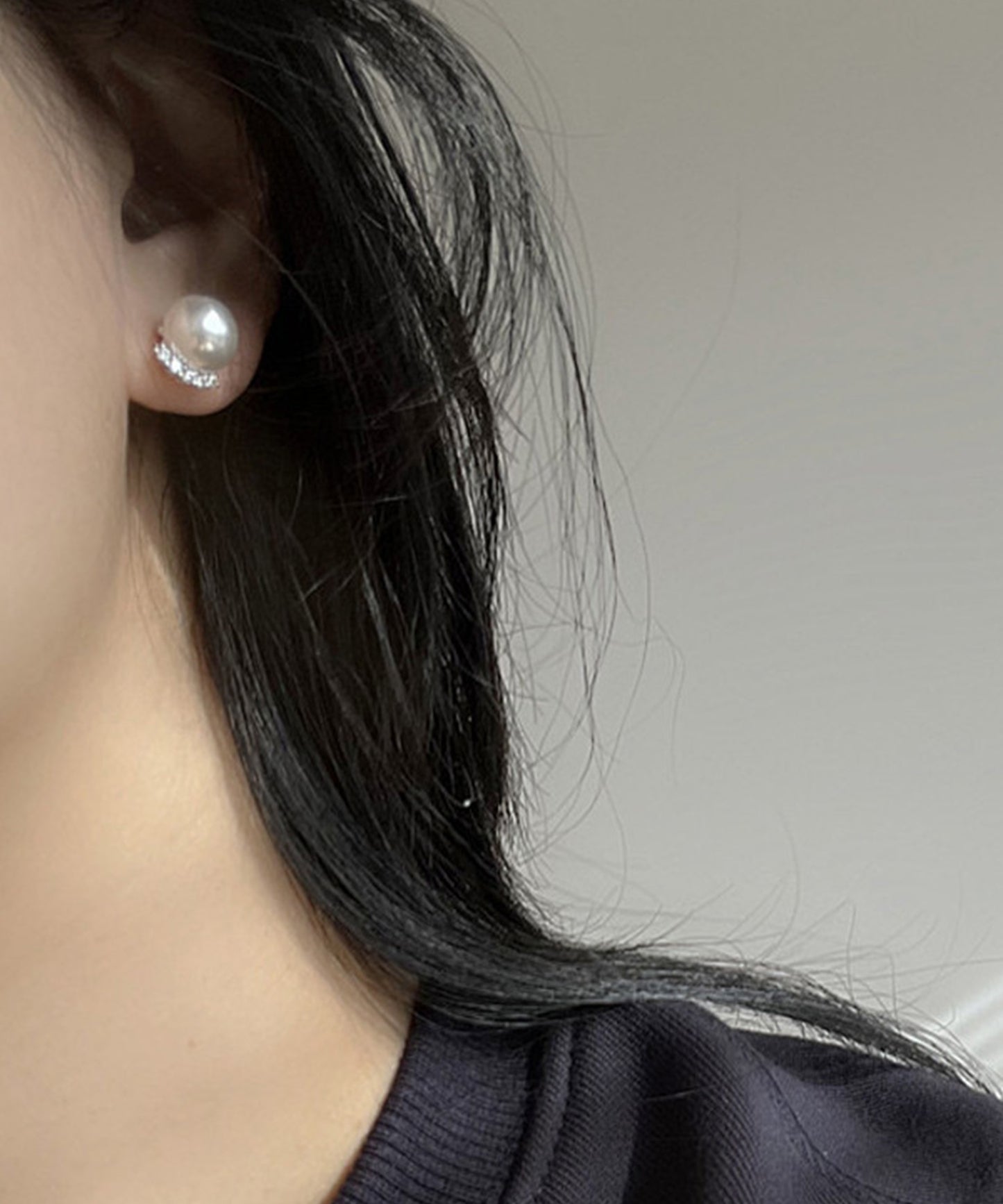 ビジュー ライン 一粒 パール ピアス イヤリング