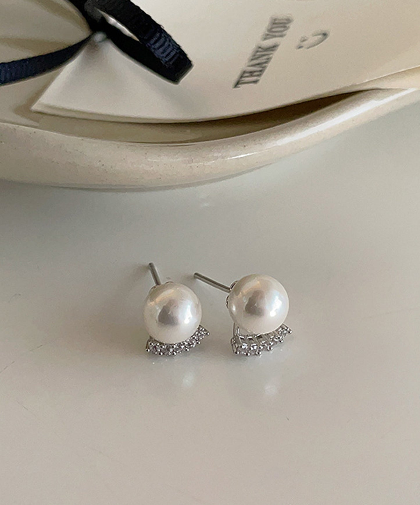 ビジュー ライン 一粒 パール ピアス イヤリング