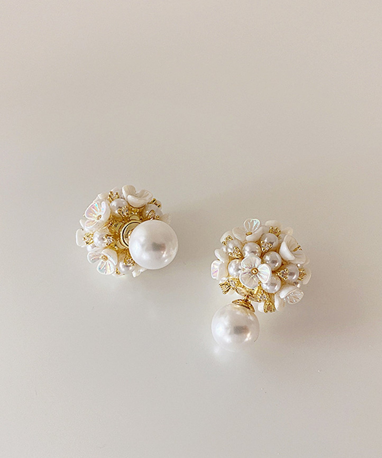 2WAY パール付き フラワー ブーケ ピアス
