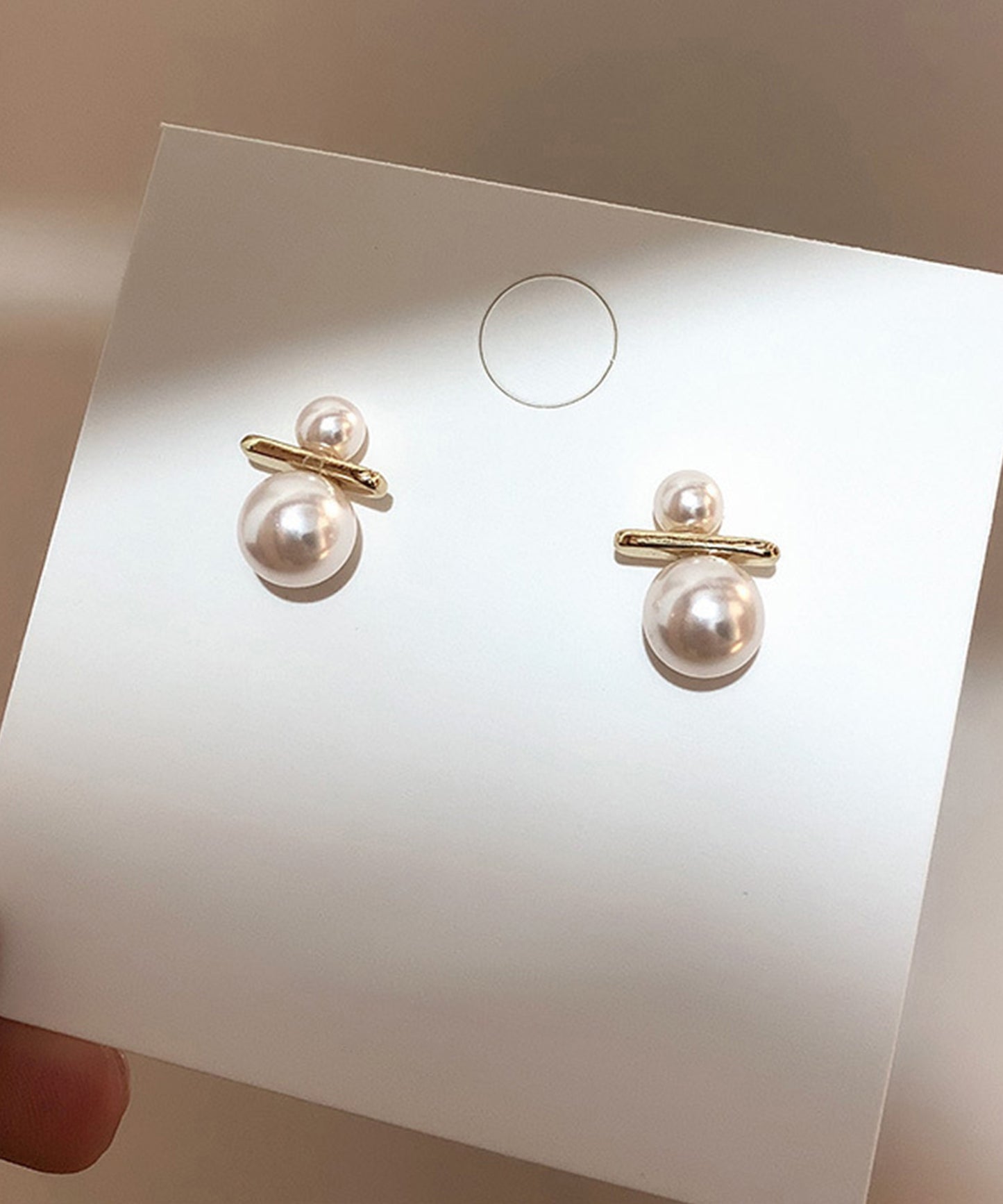 ダブル パール ゴールド バー ピアス