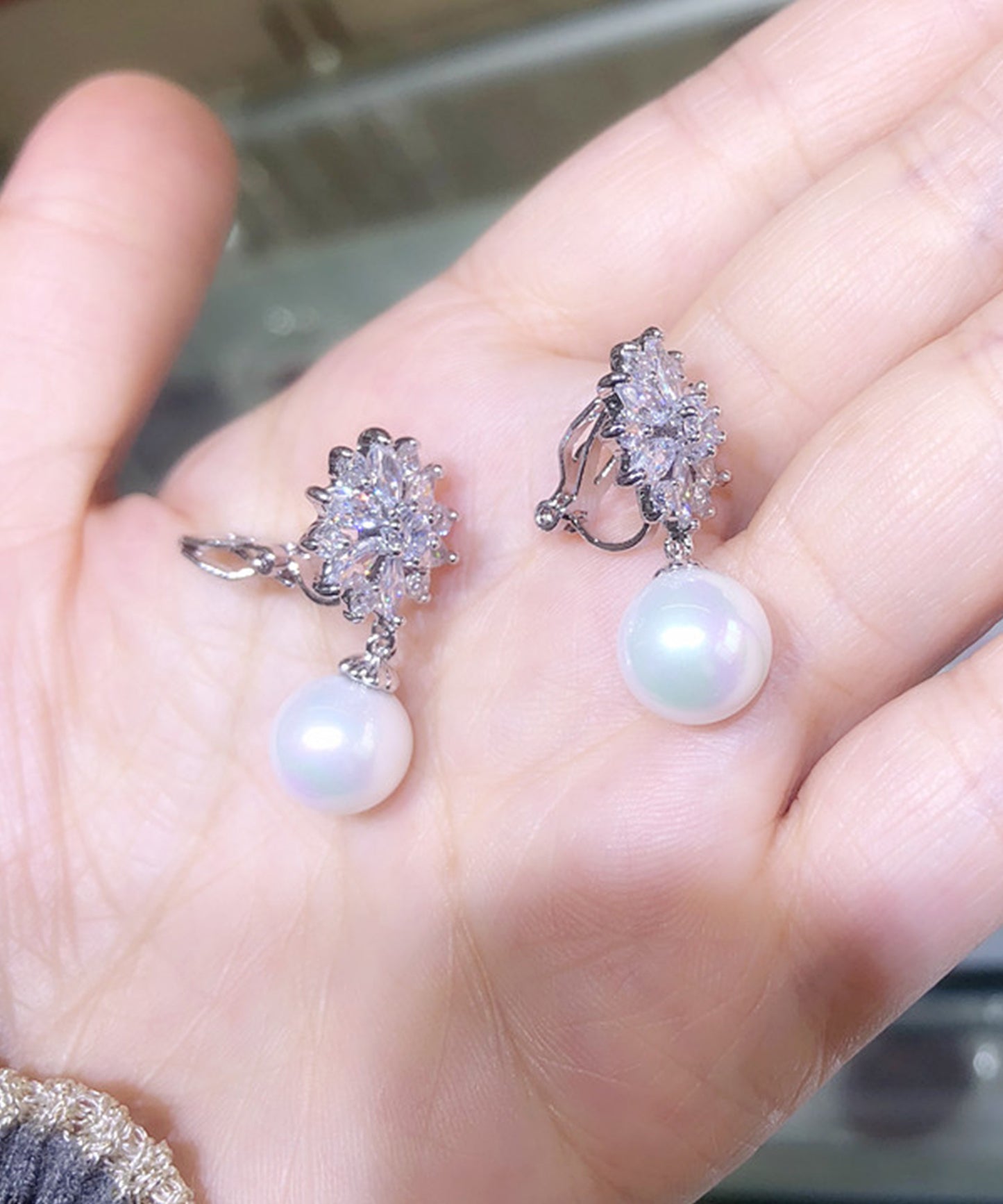 サンフラワー ビジュー × パール スウィング ピアス イヤリング