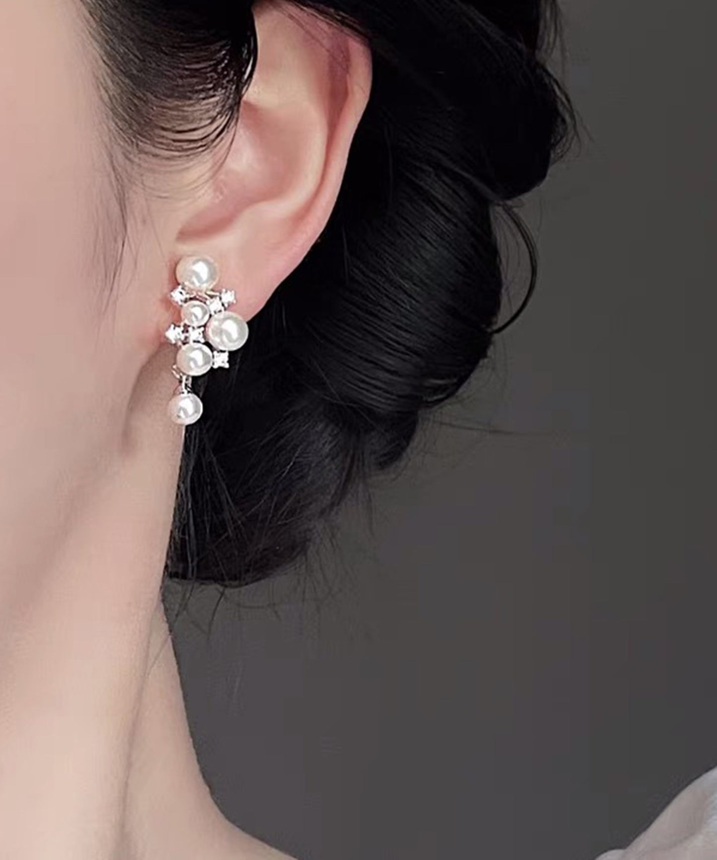 パール × ビジュー ビッグモチーフ ピアス イヤリング
