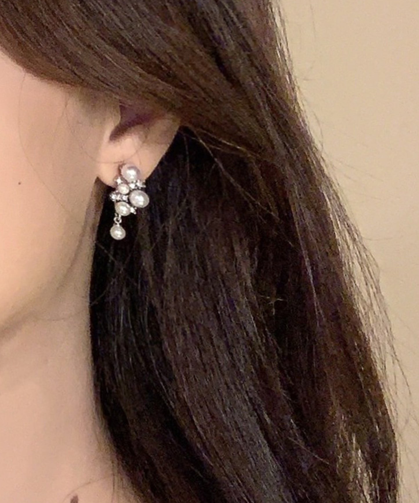 パール × ビジュー ビッグモチーフ ピアス イヤリング