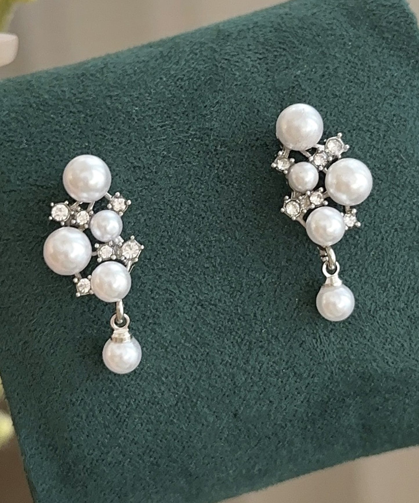パール × ビジュー ビッグモチーフ ピアス イヤリング