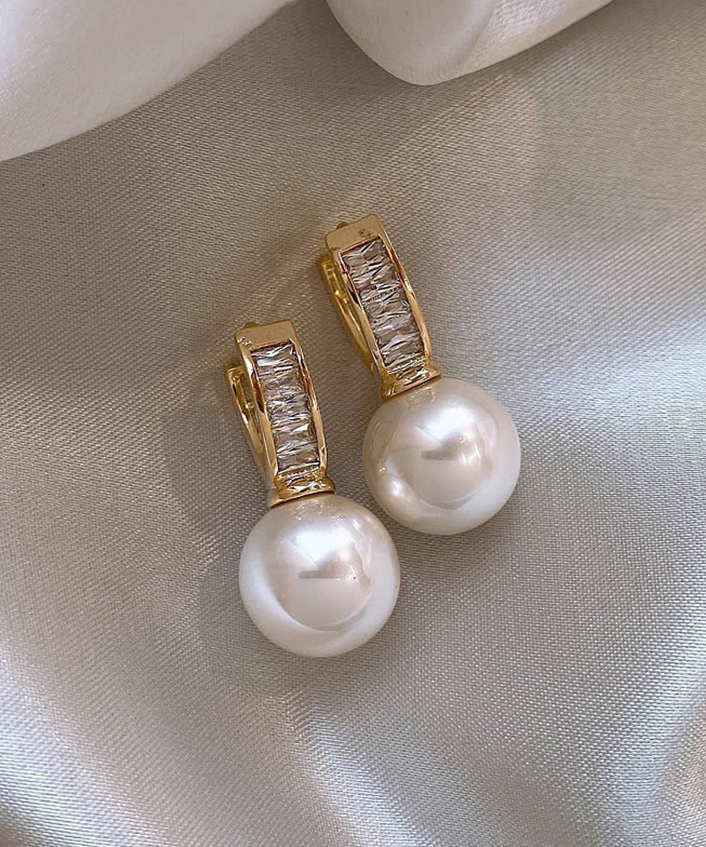 大粒 パール ビジュー リング ピアス