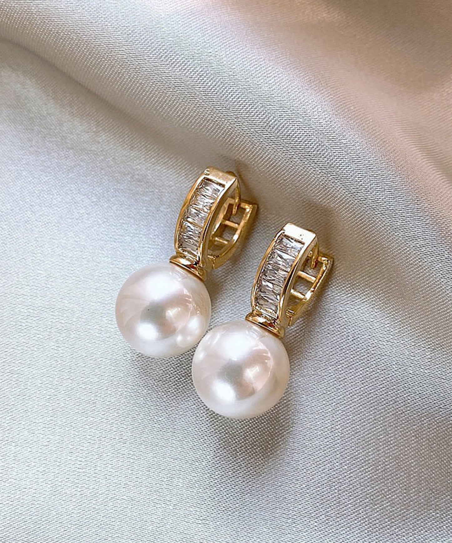 大粒 パール ビジュー リング ピアス