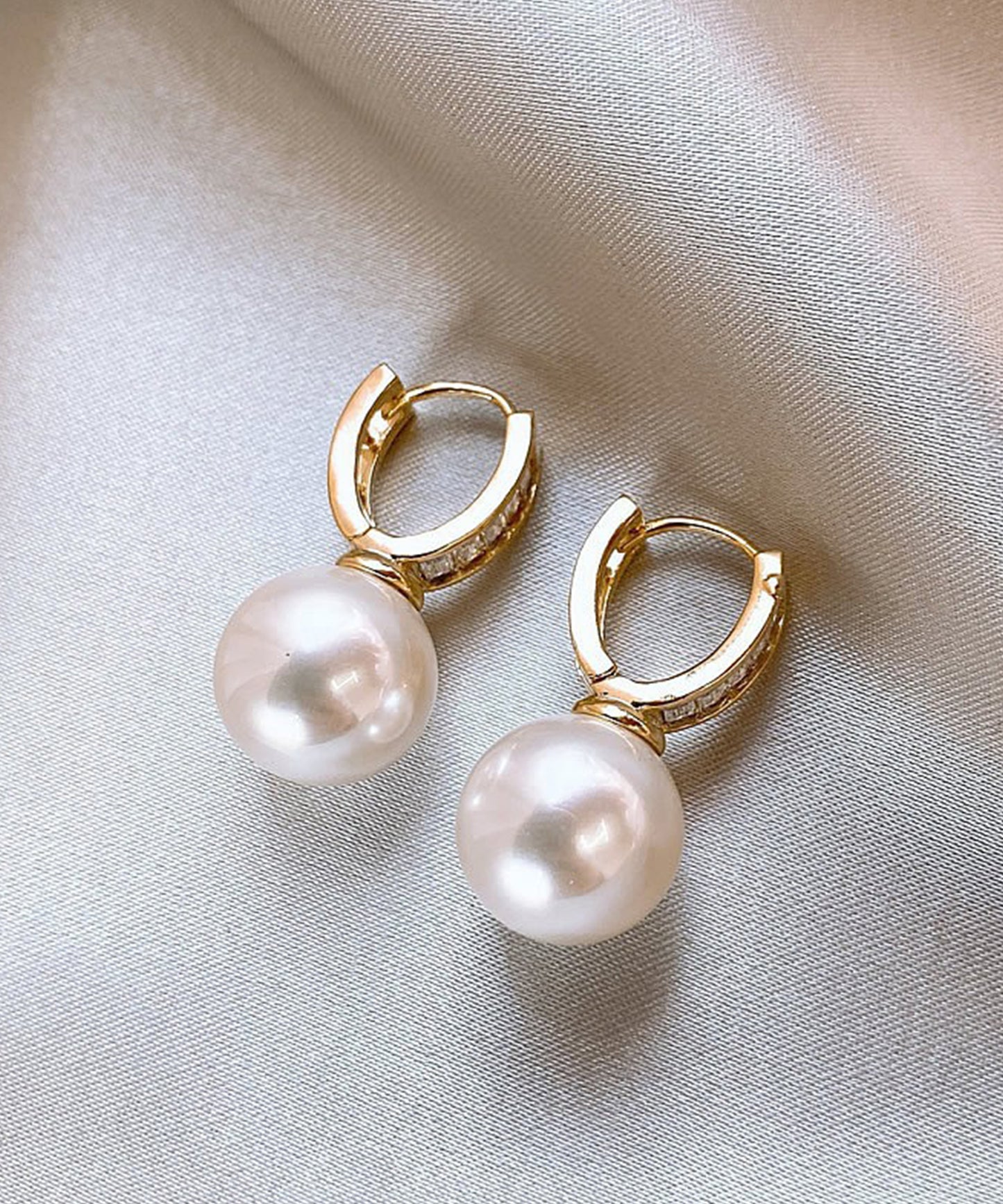 大粒 パール ビジュー リング ピアス