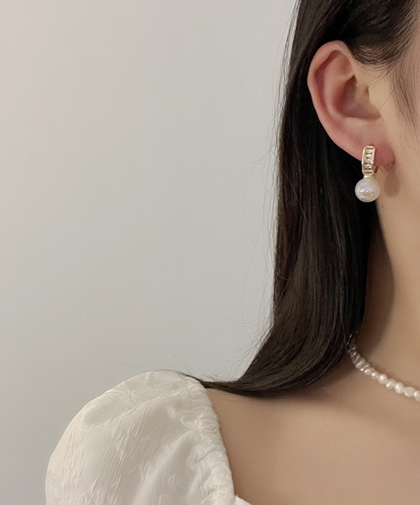 大粒 パール ビジュー リング ピアス