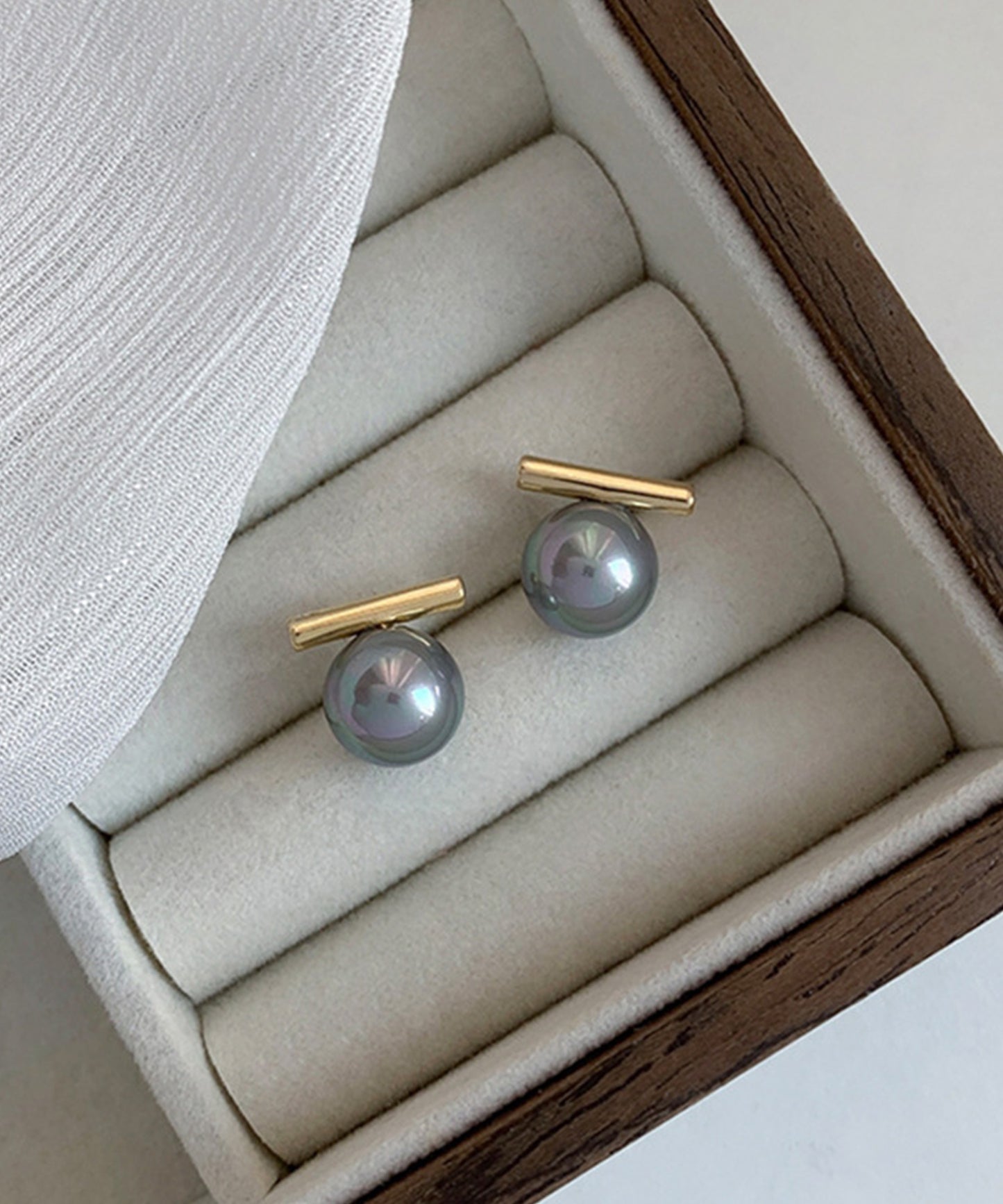 ソリッド パール メタリック バー ピアス