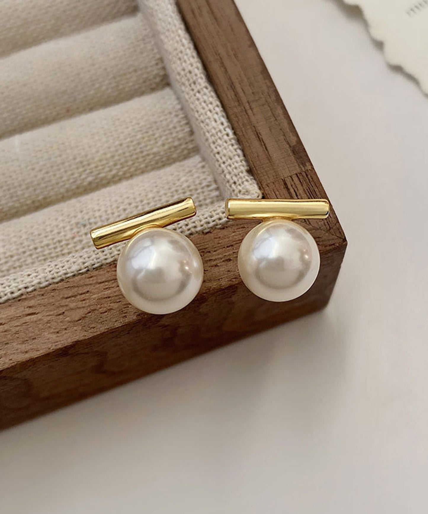 ソリッド パール メタリック バー ピアス