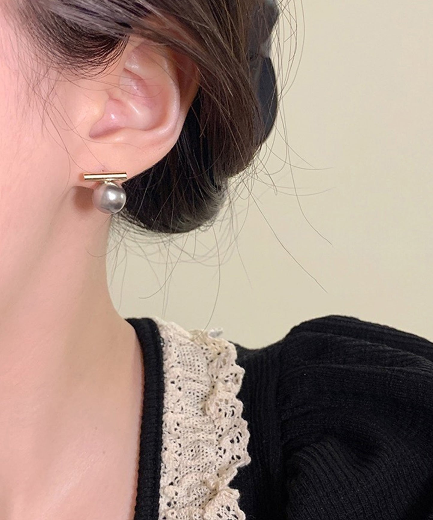 ソリッド パール メタリック バー ピアス