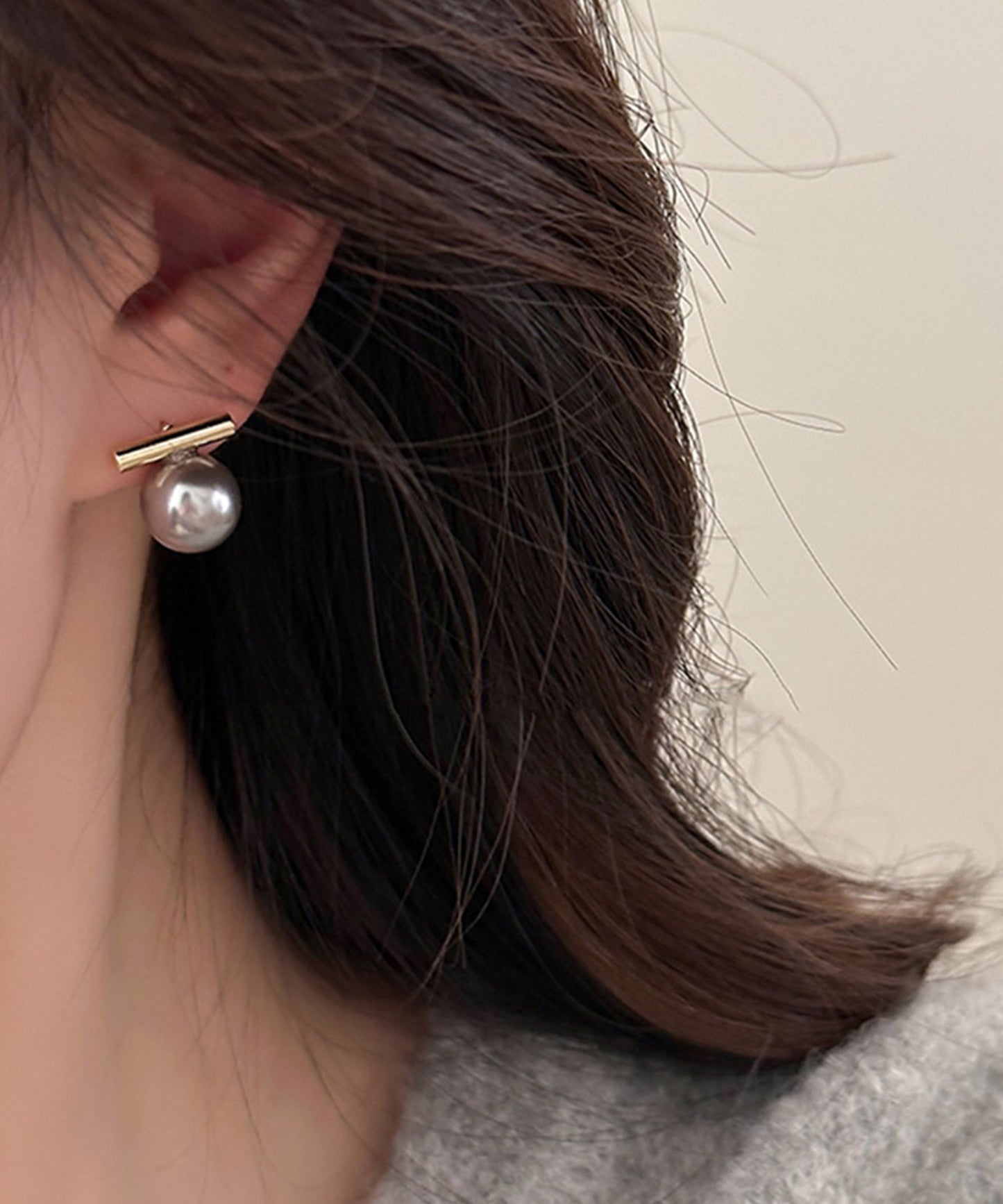 ソリッド パール メタリック バー ピアス