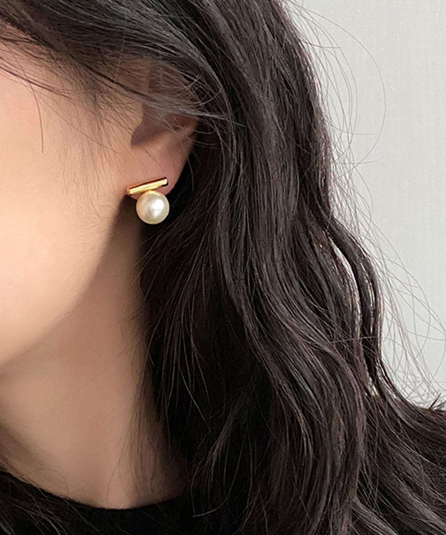 ソリッド パール メタリック バー ピアス