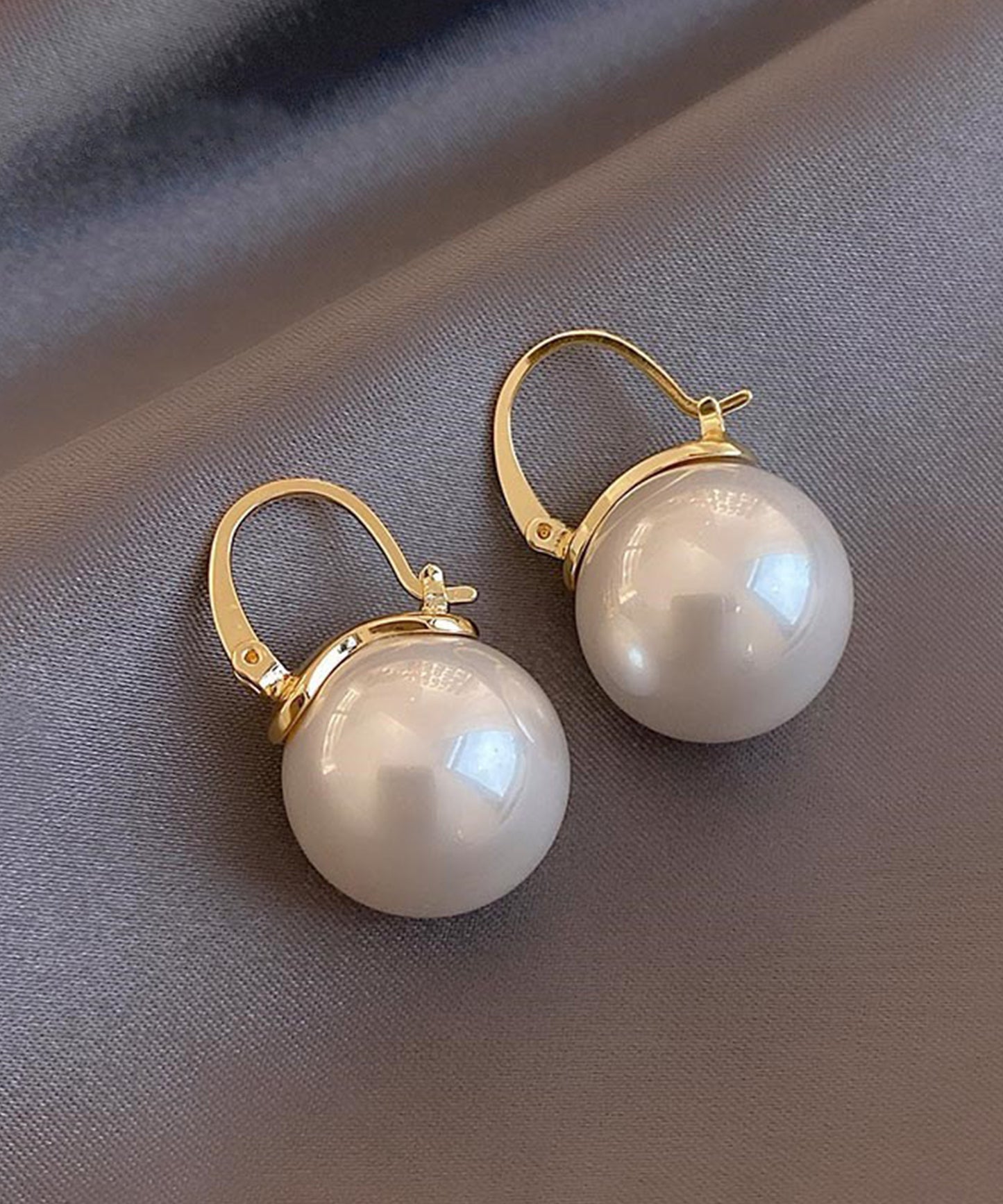 ソリッド パール ゴールド フック ピアス