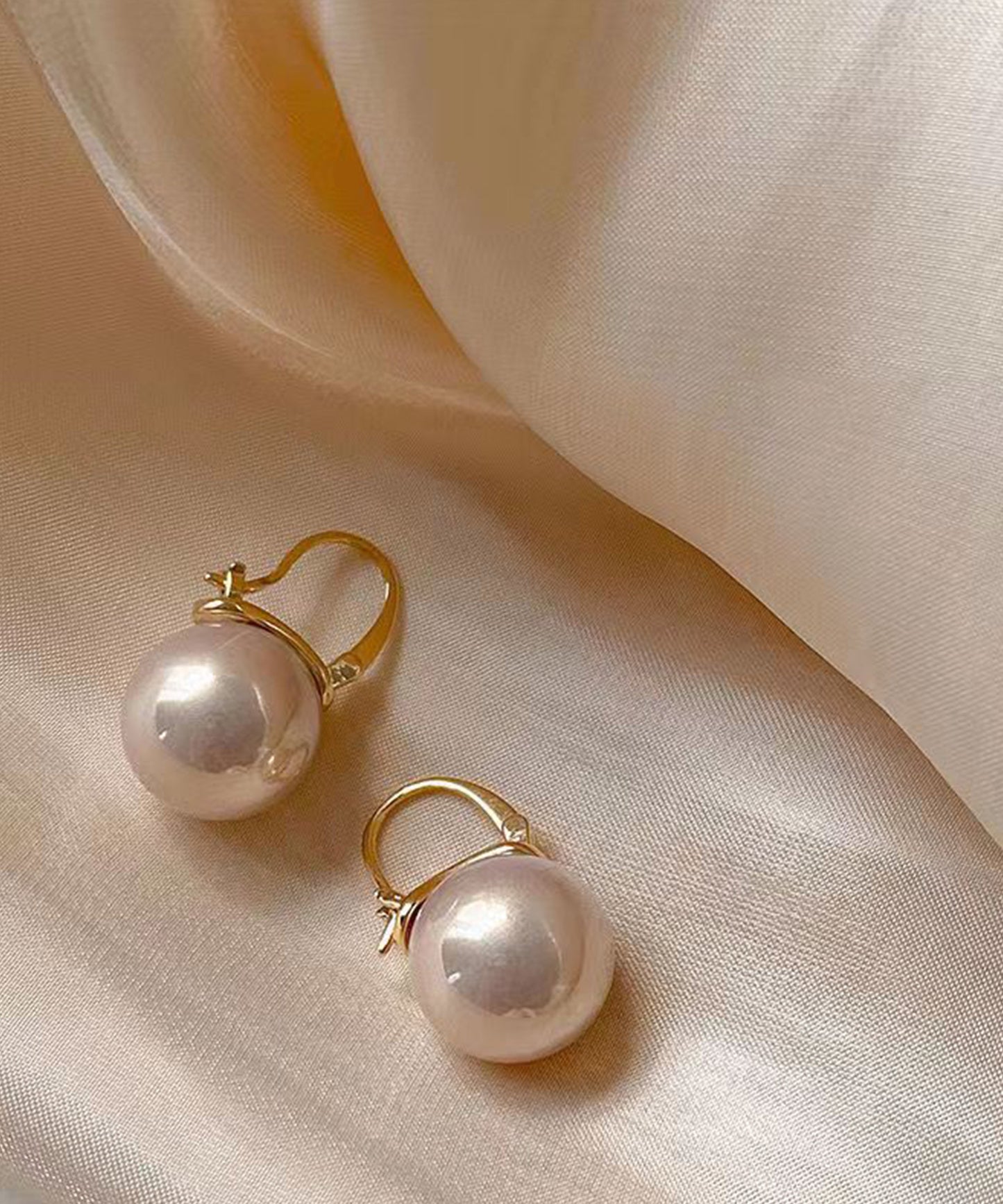 ソリッド パール ゴールド フック ピアス