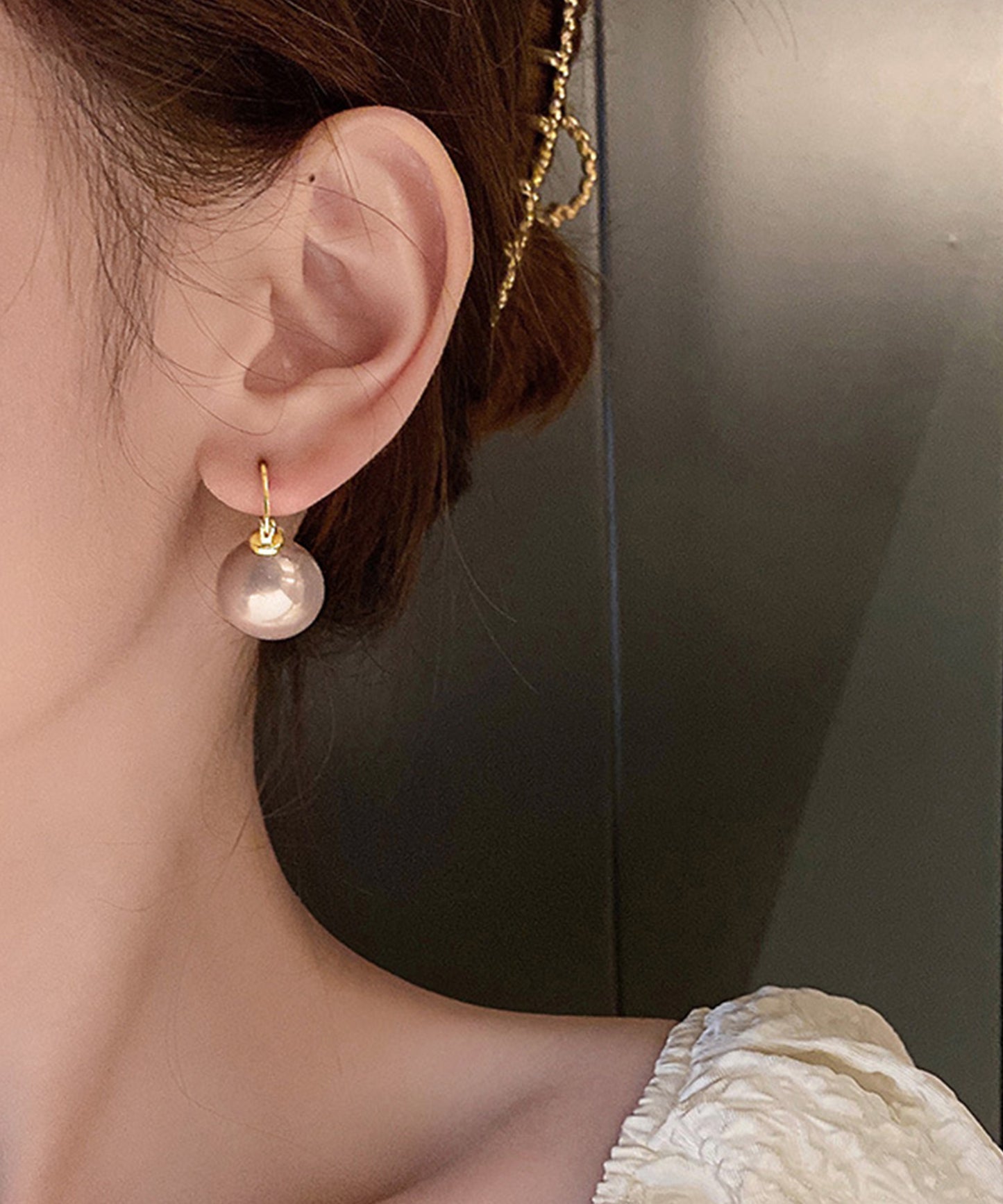 ソリッド パール ゴールド フック ピアス