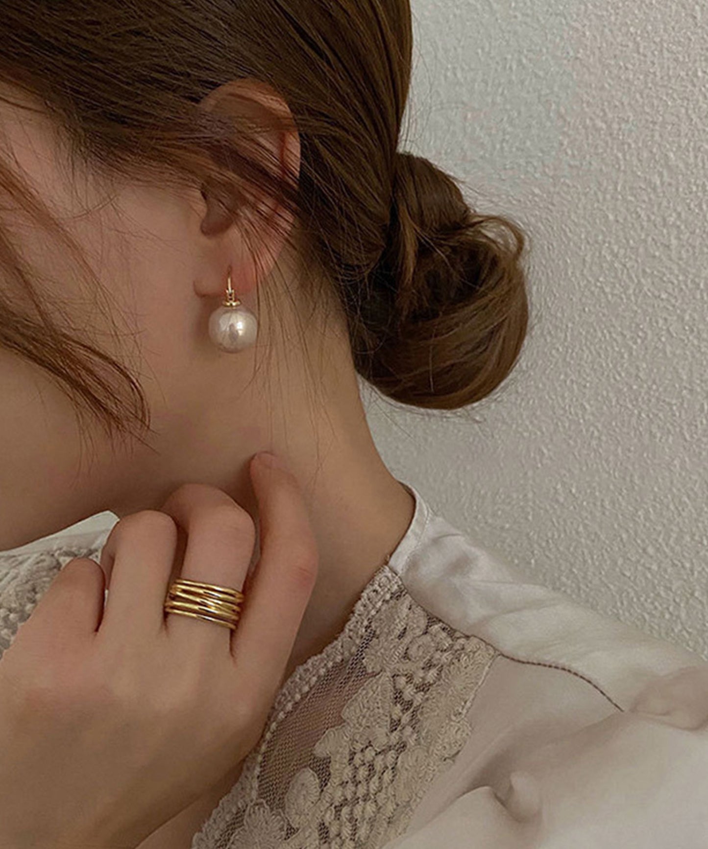 ソリッド パール ゴールド フック ピアス