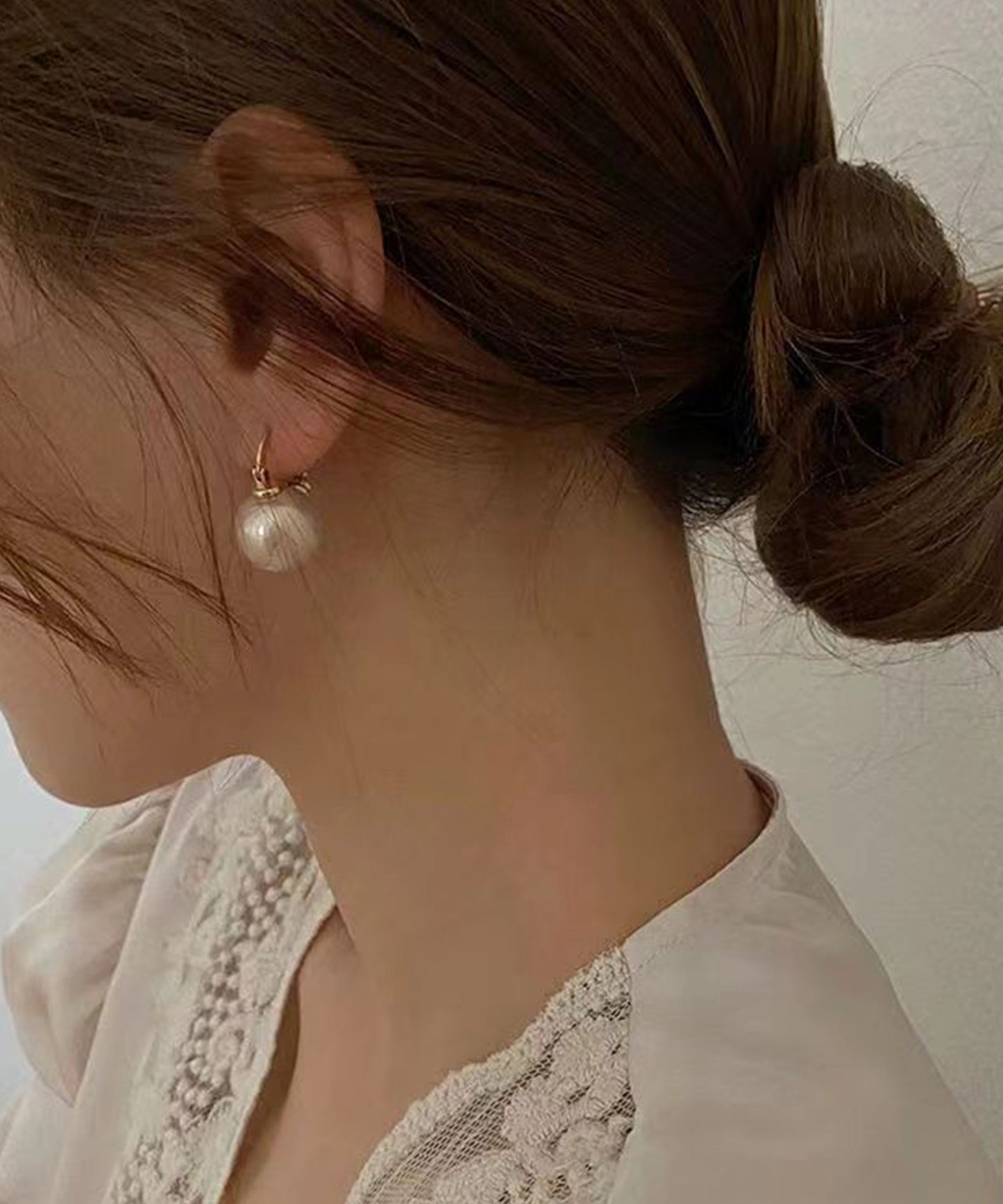 ソリッド パール ゴールド フック ピアス