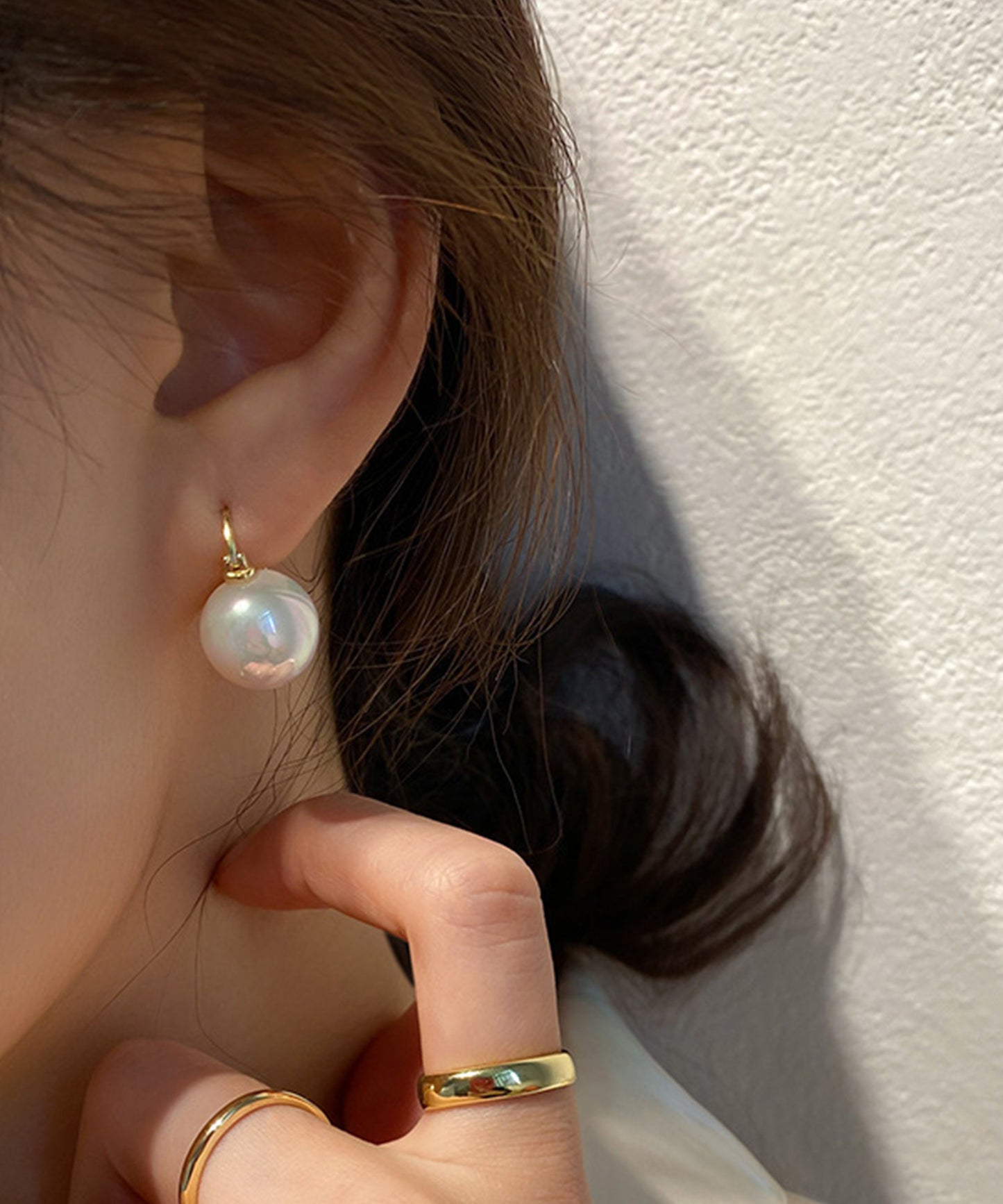 ソリッド パール ゴールド フック ピアス