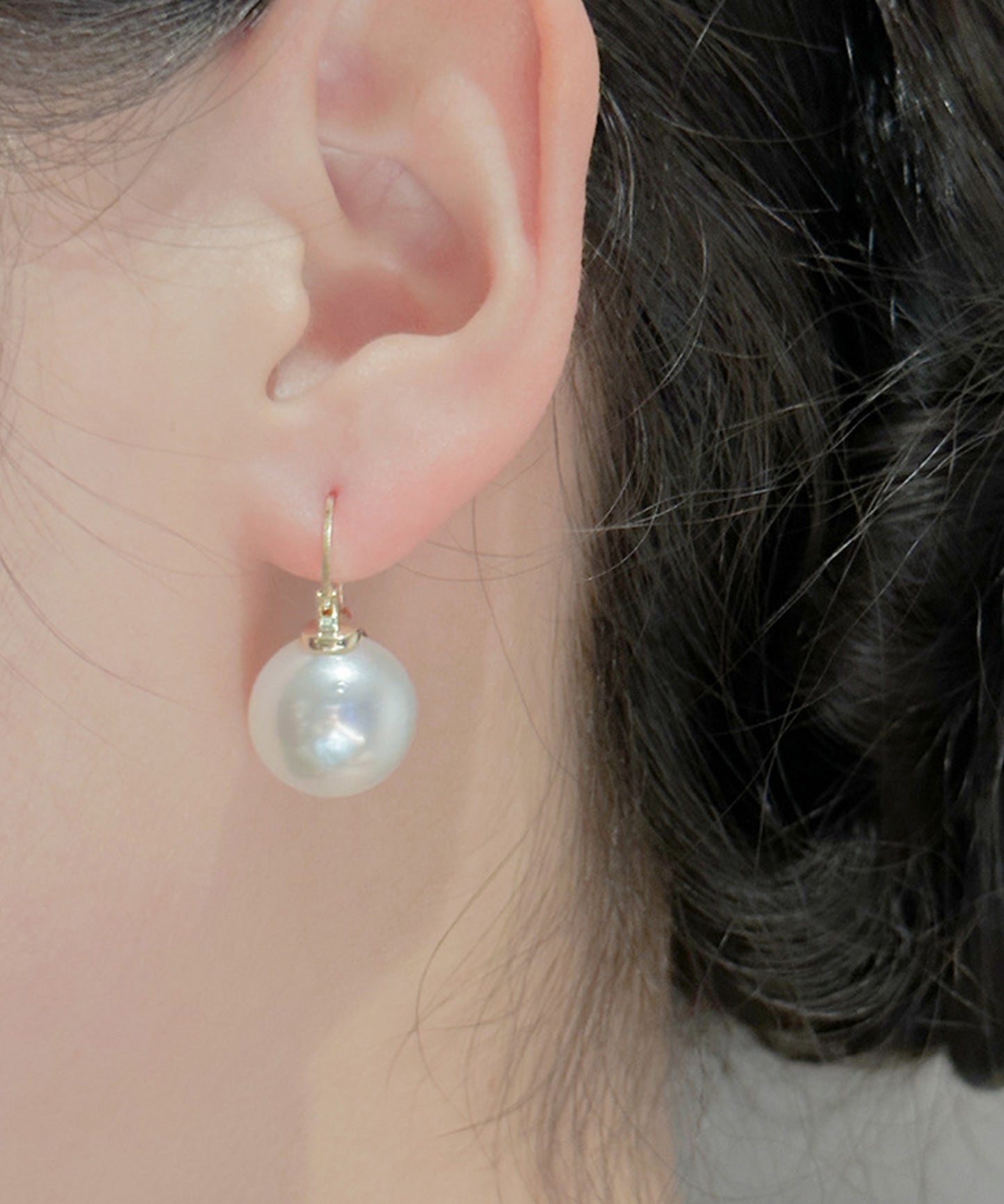 ソリッド パール ゴールド フック ピアス
