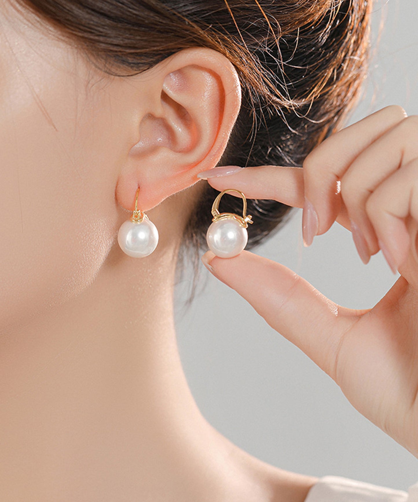 ソリッド パール ゴールド フック ピアス