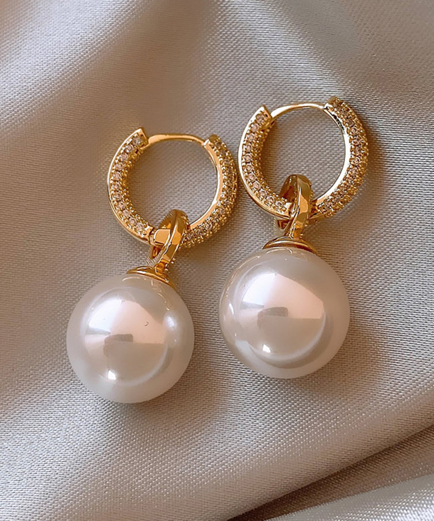 ビジュー リング ソリッド パール スウィング ピアス