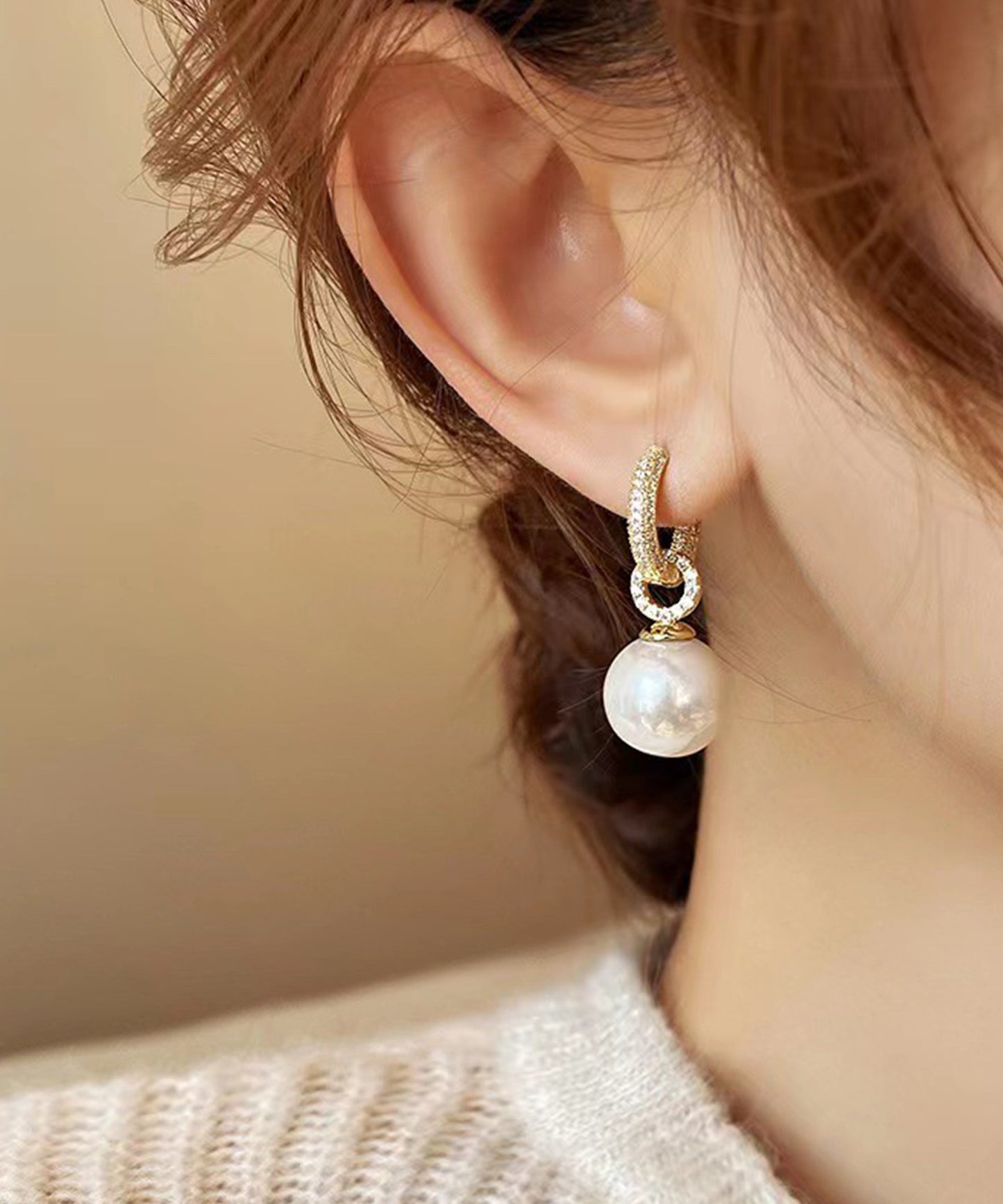 ビジュー リング ソリッド パール スウィング ピアス