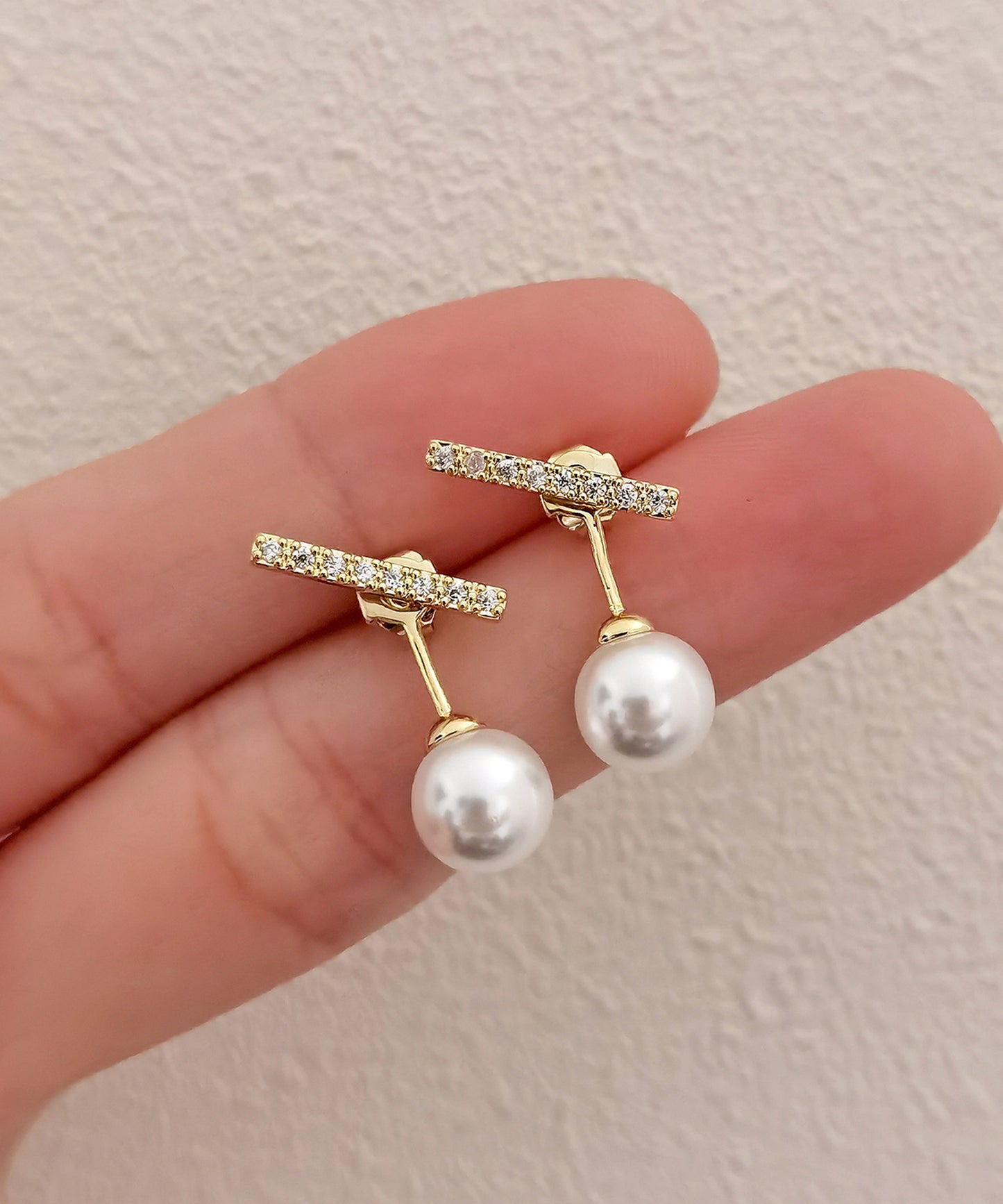 ビジュー ライン パール デザイン ピアス