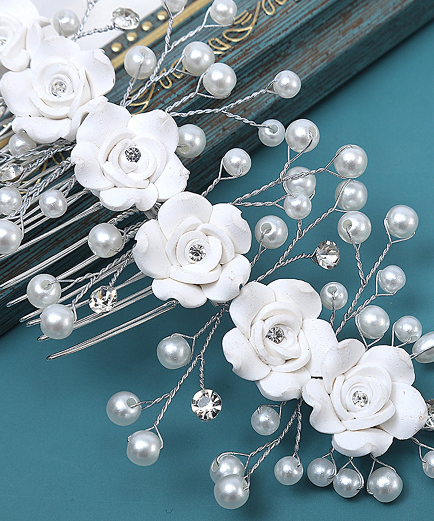 パール × ビジュー ローズ ボタニカル ヘッド ドレス