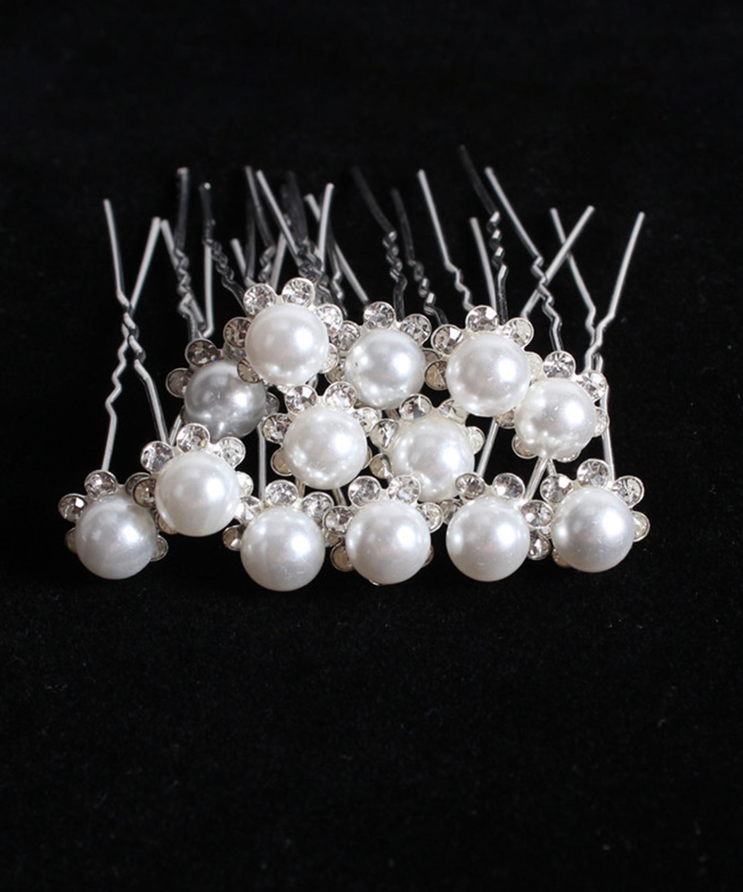 【20本セット】 パール × ビジュー フラワー ドレス Uピン