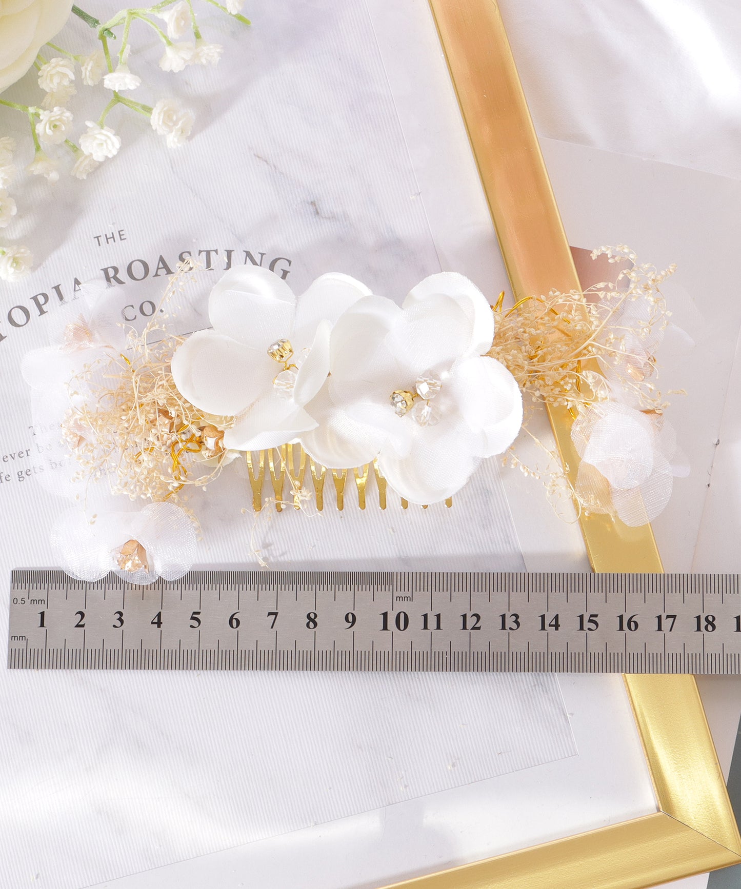 ドライ風 シフォン フラワー ヘア コーム