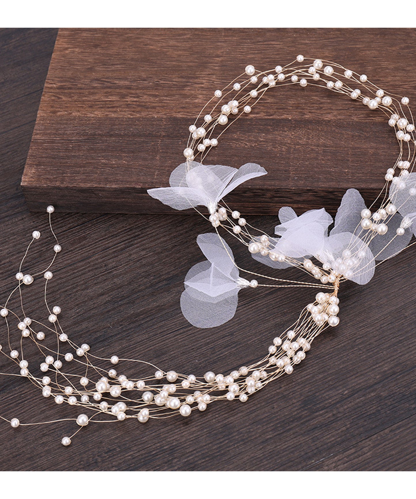 シアー ペタル パール ライン ヘッド ドレス