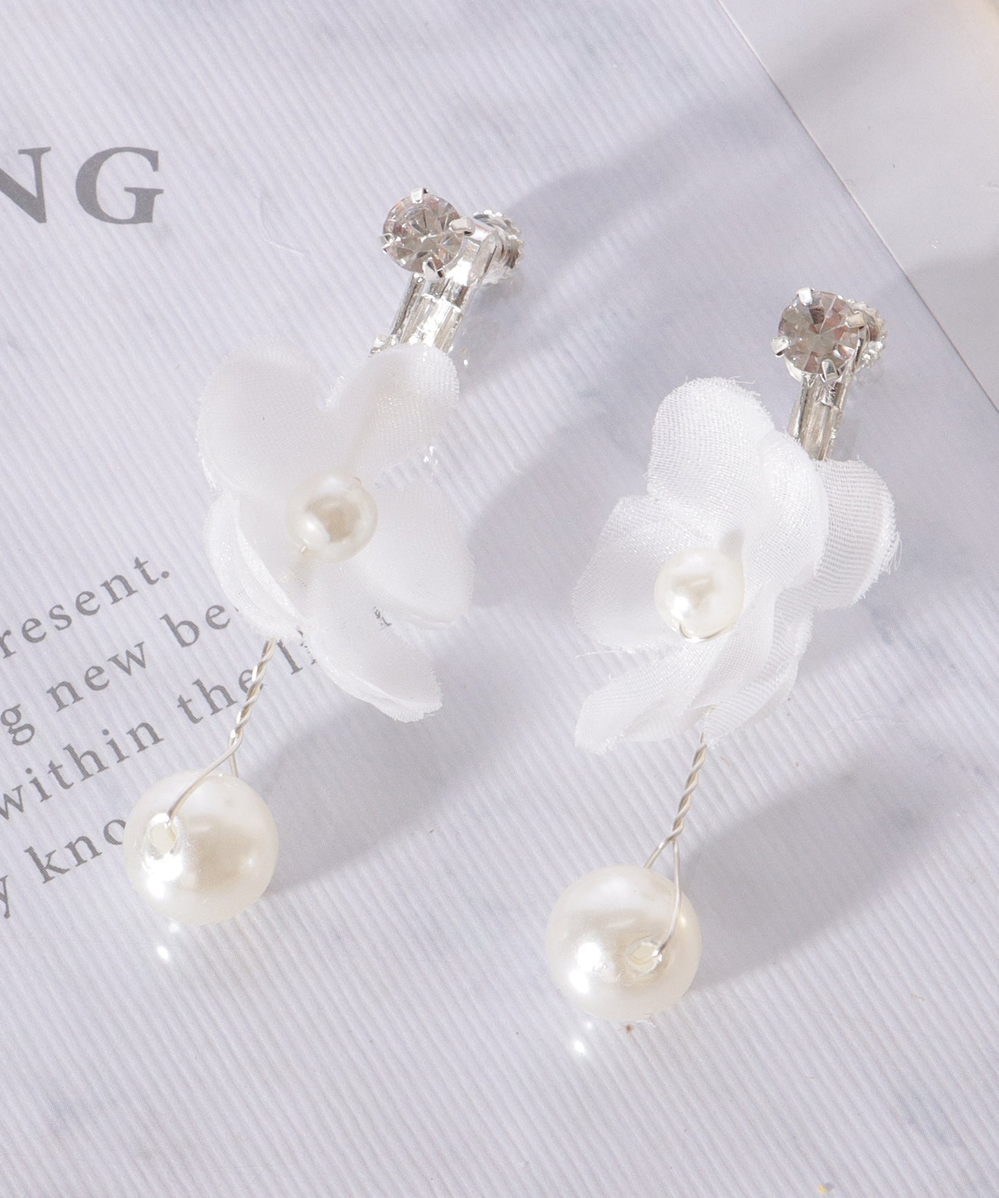 2点セット シアー フラワー パール ヘア バンド イヤリング