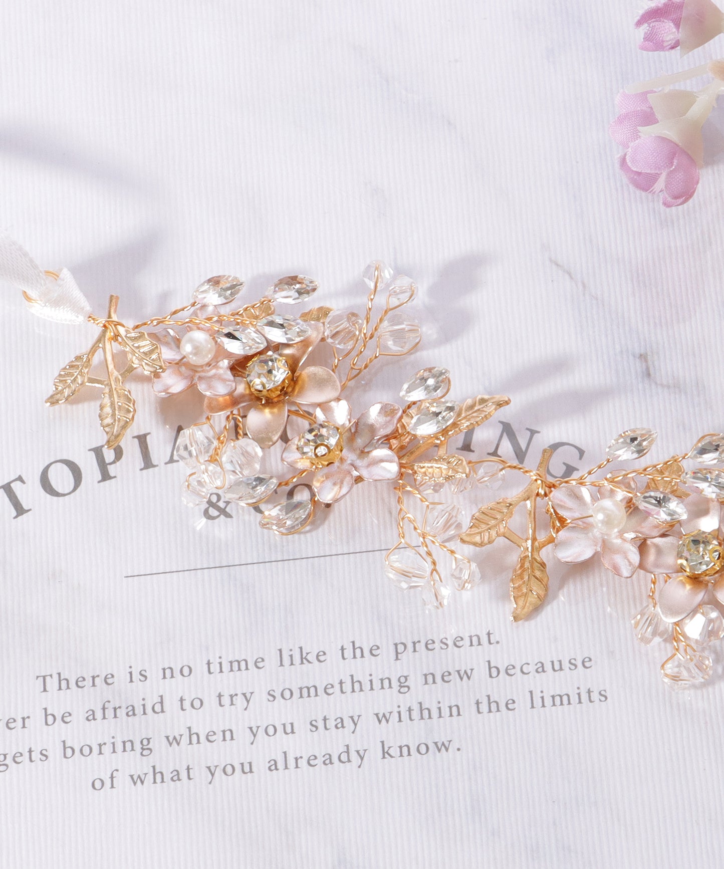 メタリックカラー フラワー ビジュー ボタニカル ヘアバンド