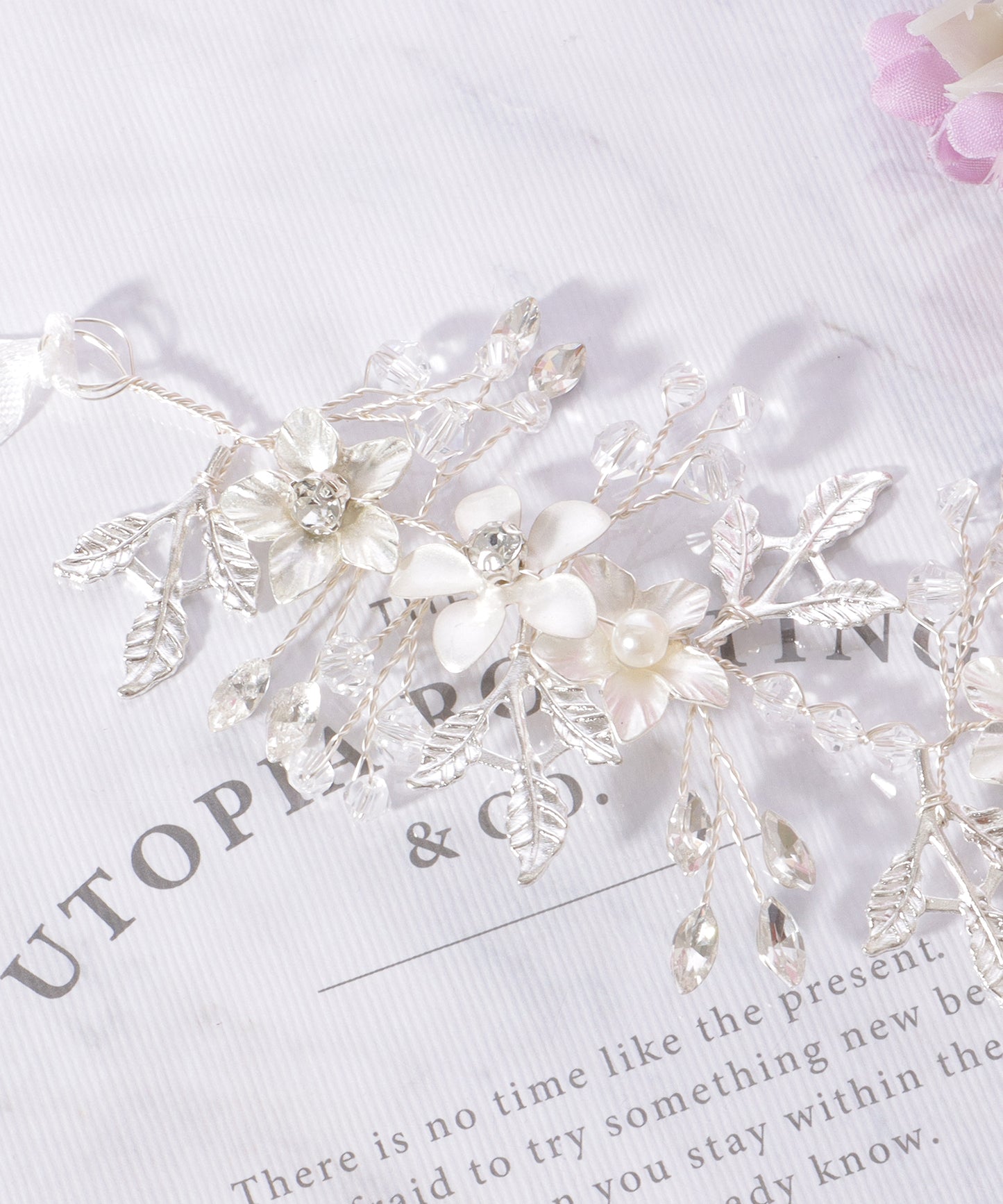 メタリックカラー フラワー ビジュー ボタニカル ヘアバンド