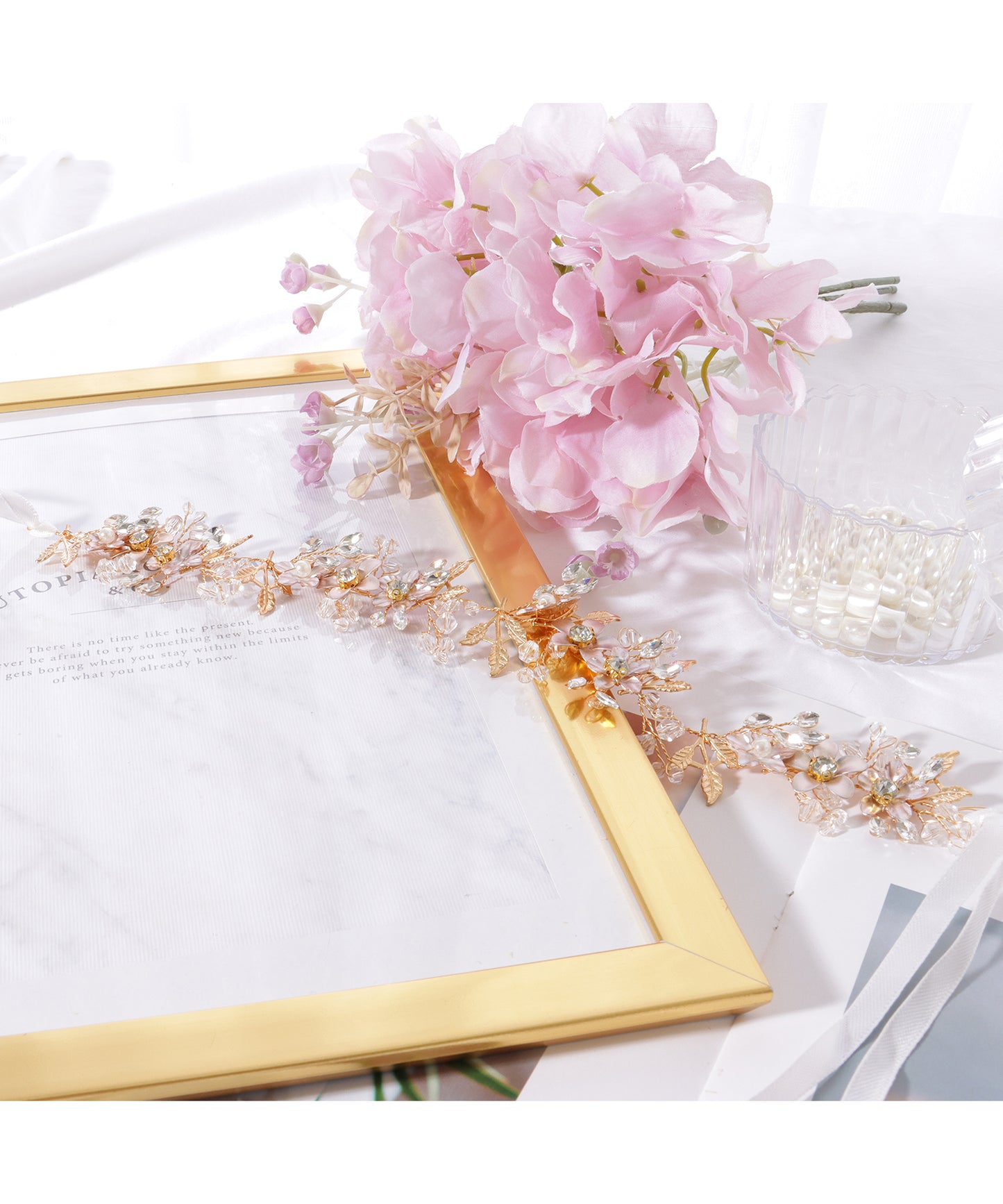 メタリックカラー フラワー ビジュー ボタニカル ヘアバンド