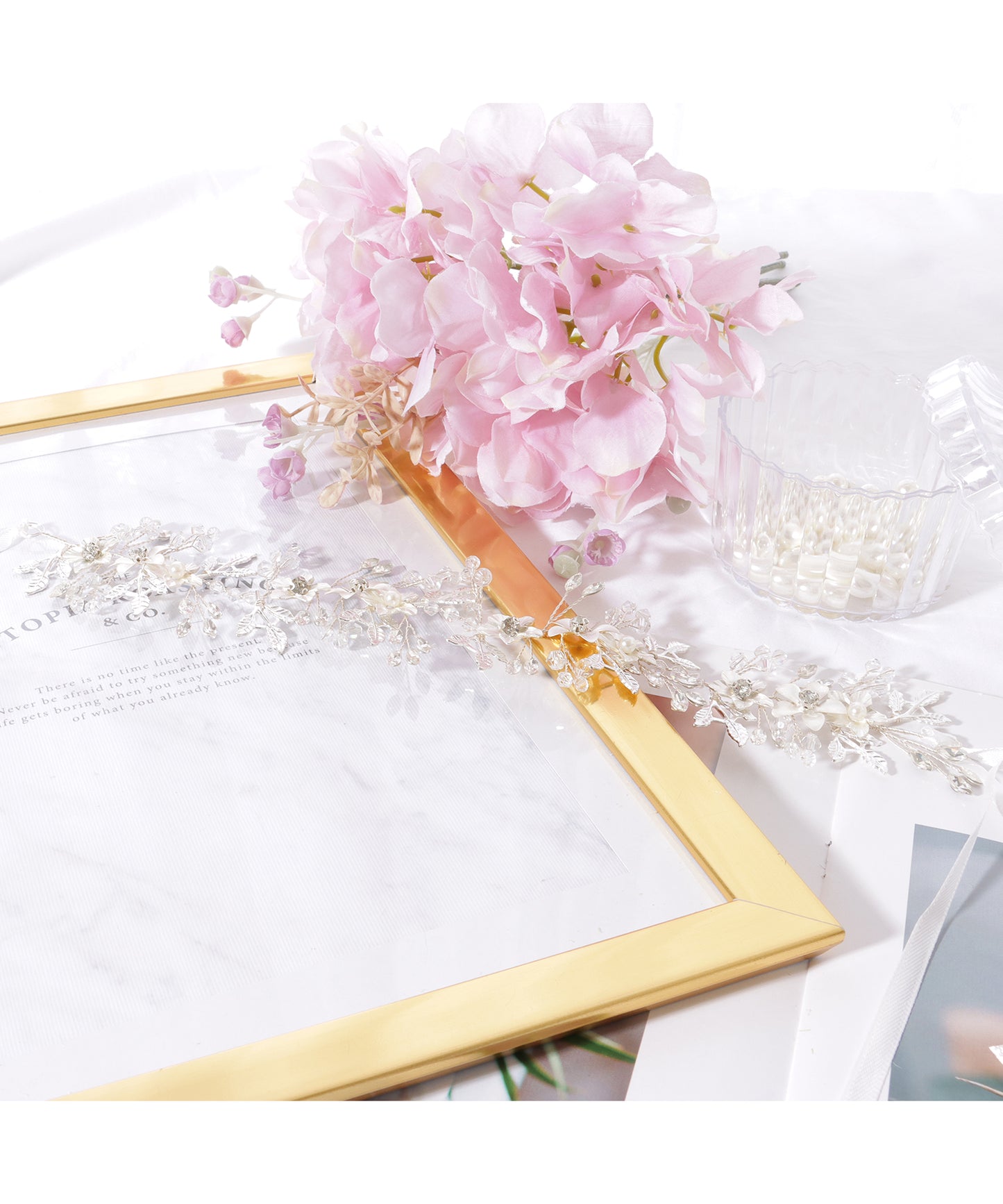 メタリックカラー フラワー ビジュー ボタニカル ヘアバンド