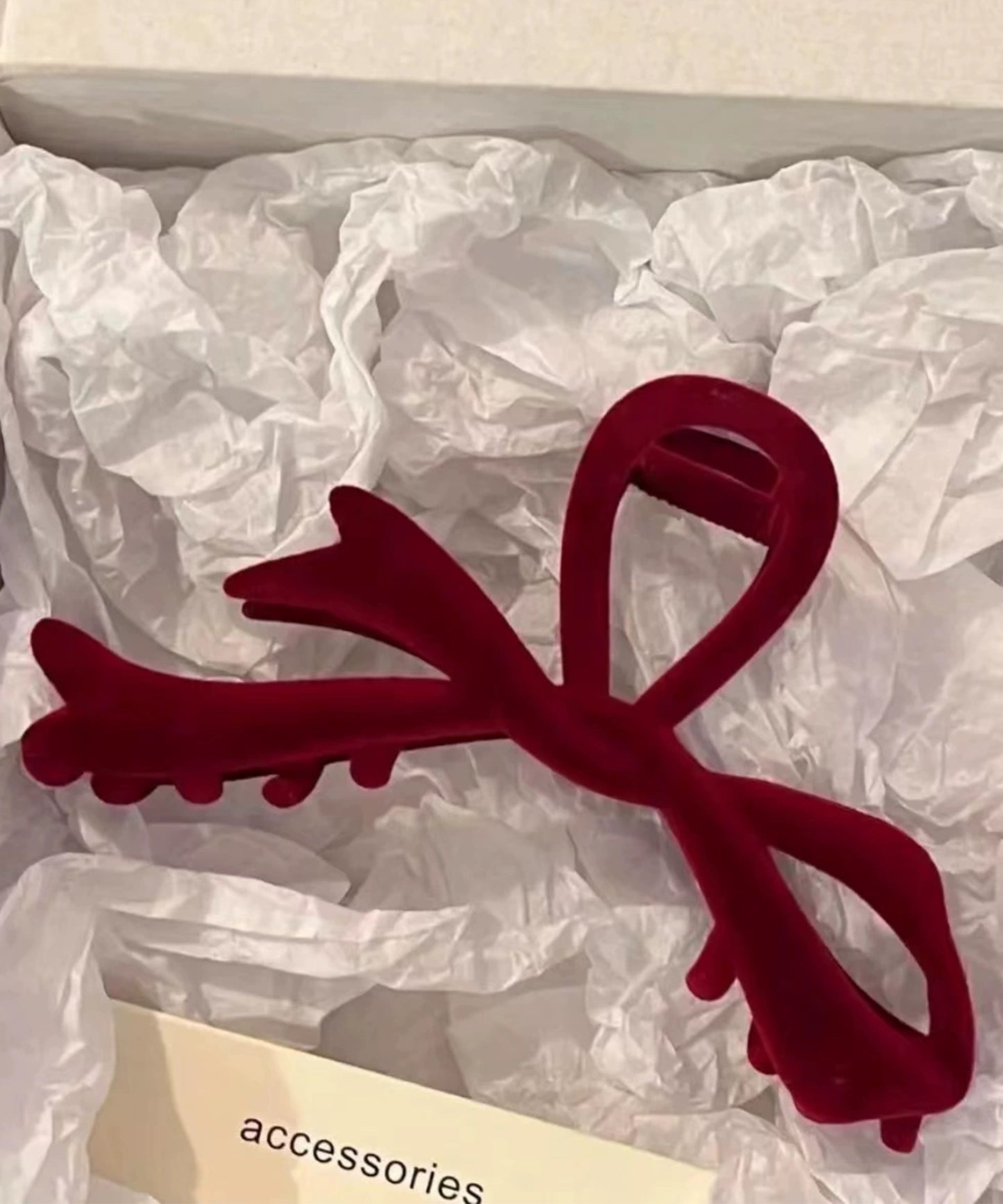 ベロア調 ツイスト ニュアンス リボン バンスクリップ