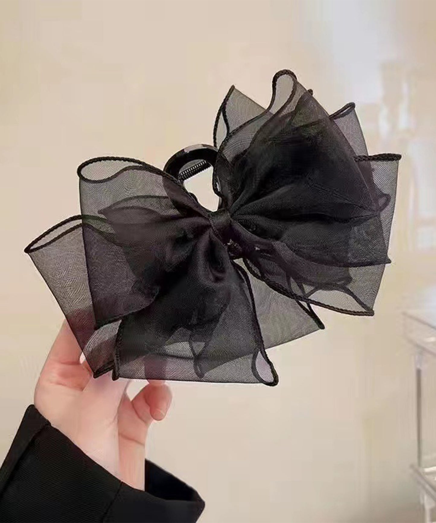 シフォン レイヤード リボン ヘア バンスクリップ