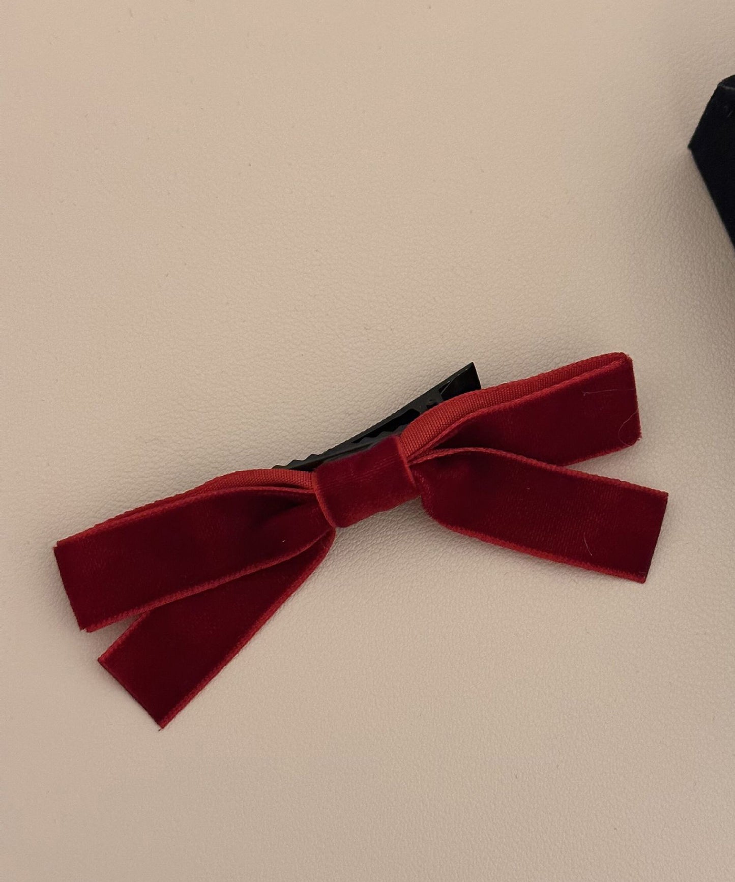 【2点セット】ベロア リボン ヘア クリップ