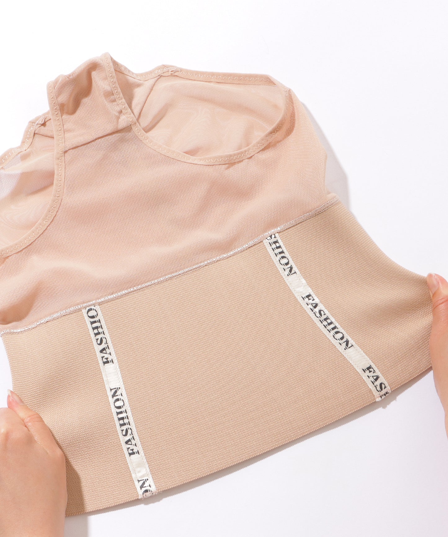 ハイウエスト タグ付き ボーン メッシュ ショーツ