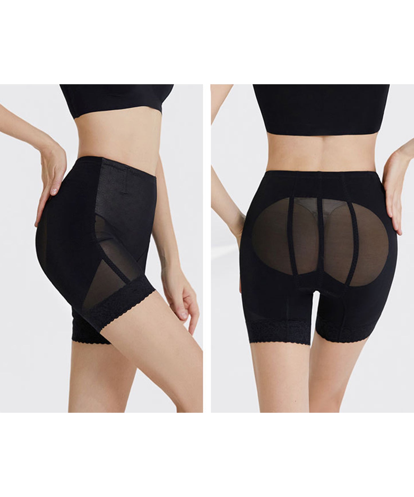 裾レース 高弾力 ハイウエスト シェイプアップ パンツ
