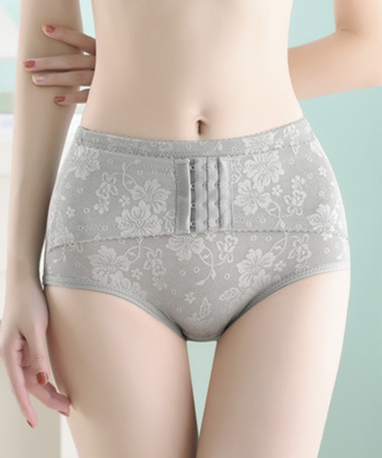 花柄 ジャガード ホック付き シェイプアップ ショーツ