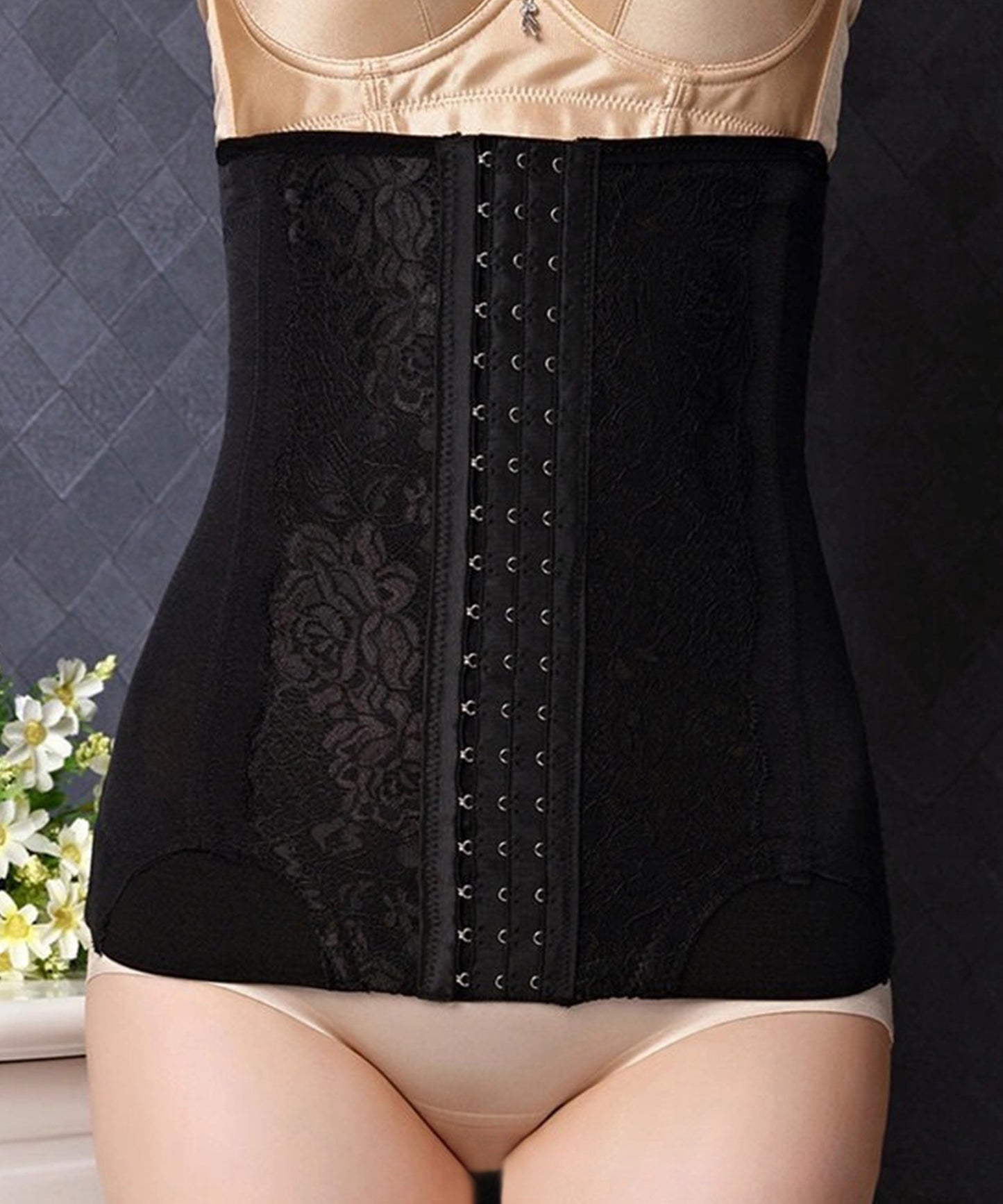 花柄レース ホック式 骨盤 サポート ベルト