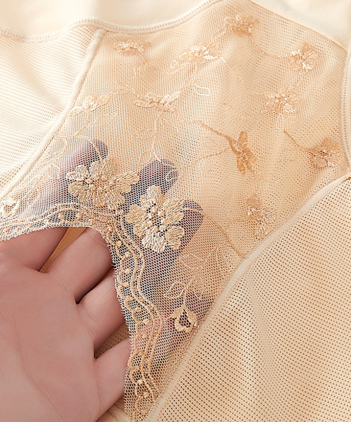 フロント 花柄刺繍 3分丈 ハイウエスト ガードル